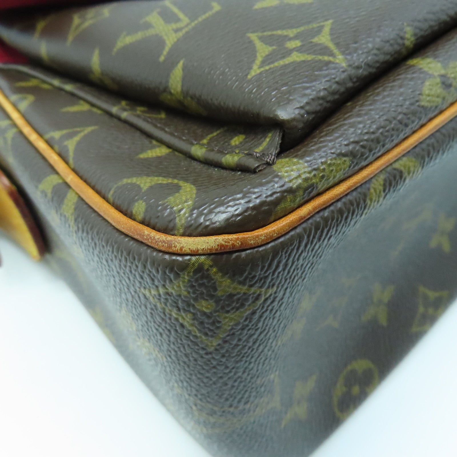 LOUIS VUITTON Monogram Viva Cite GM Gold Buckle Shoulder Bag Brown