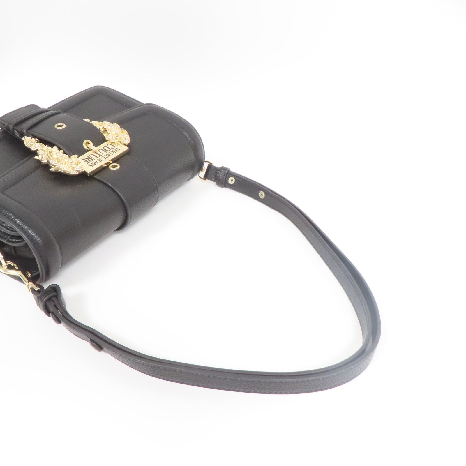 VERSACE 牛皮皮革Buckle Shoulder Bag金扣肩背袋黑色