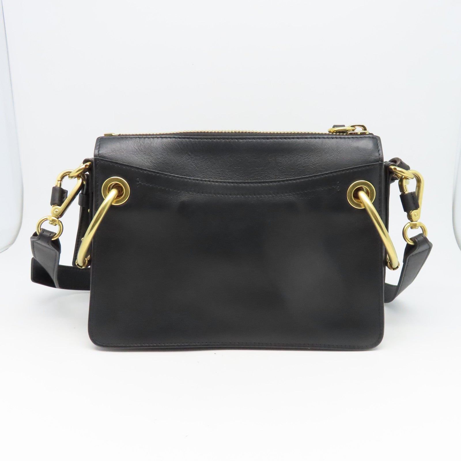 Chloe 牛皮皮革Roy Bag Single Size金扣肩背袋黑色