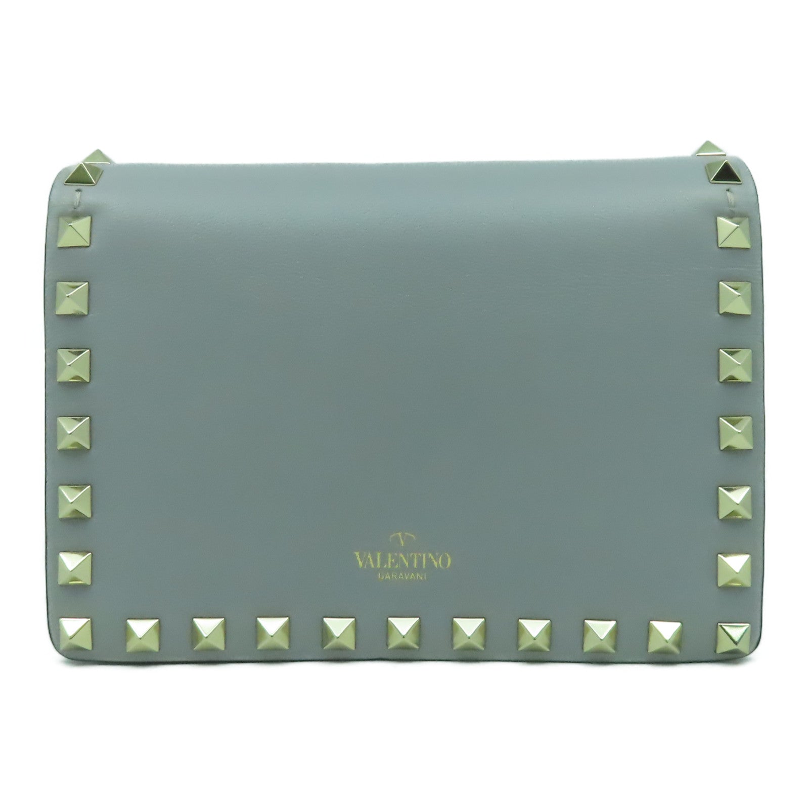 Valentino 牛皮皮革Shoulder Bag金扣鏈帶肩背袋灰色