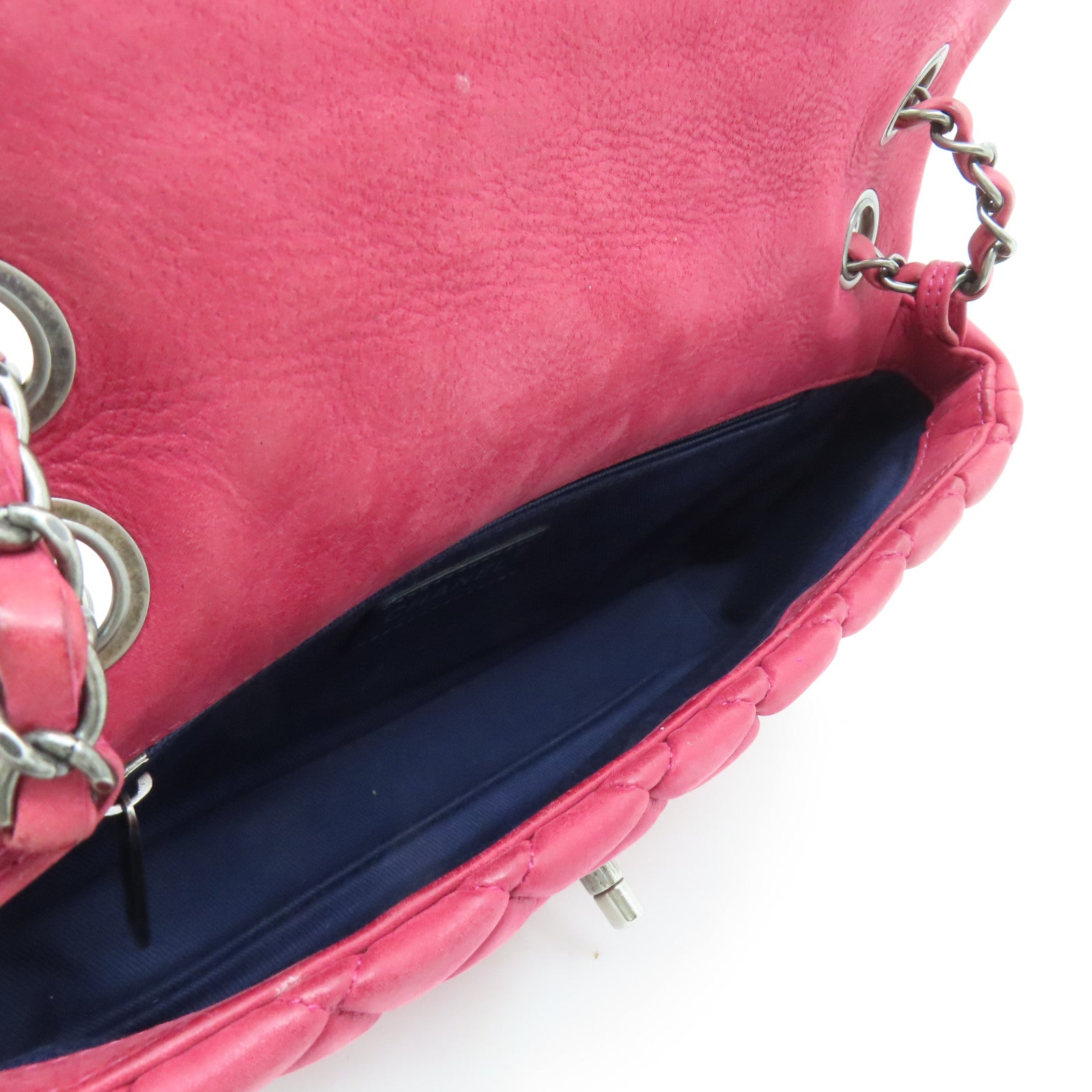 CHANEL 【激減優惠】菱格羊皮皮革Chain Shoulder Bag銀扣鏈帶肩背袋紅色