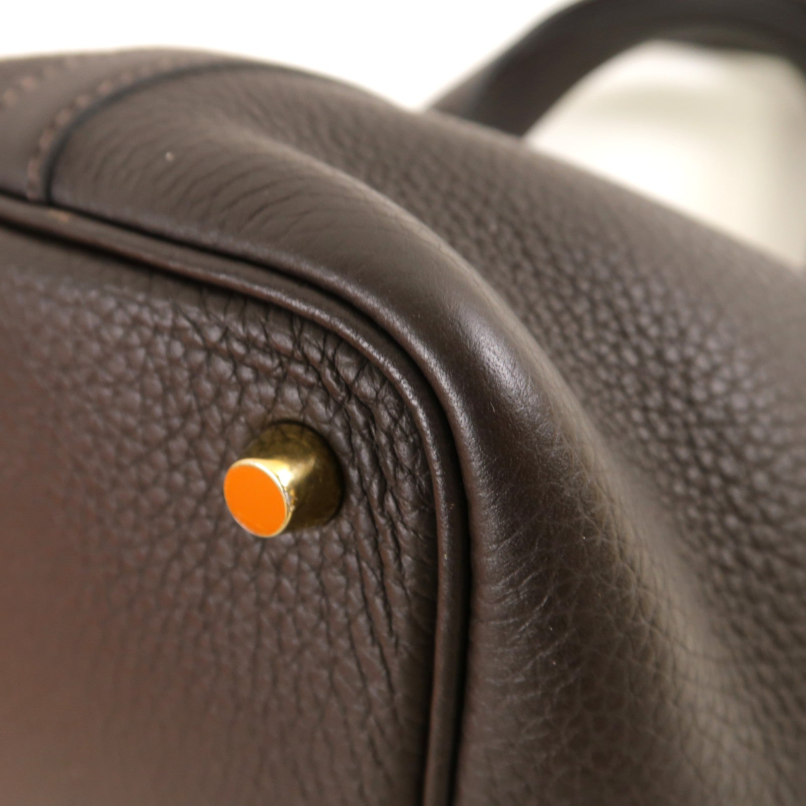 HERMES Clemence皮革Picotin PM金扣手挽袋啡色