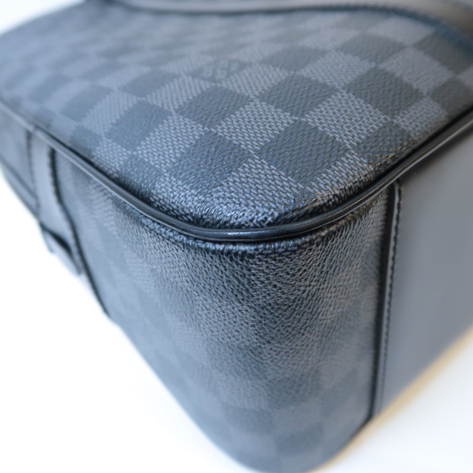 LOUIS VUITTON Damier Graphite Porto De Cuman Voyage銀扣手挽袋黑色