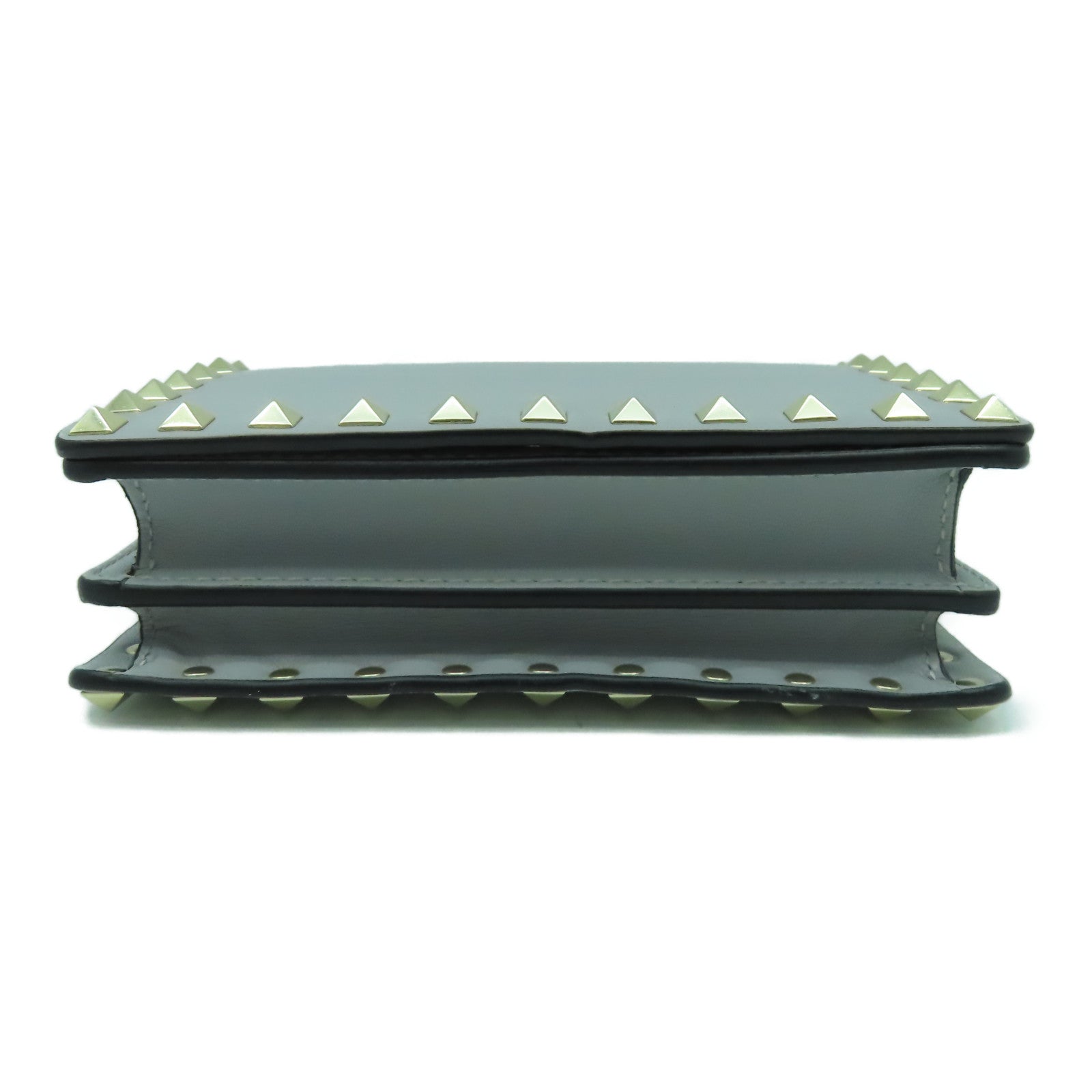 Valentino 牛皮皮革Shoulder Bag金扣鏈帶肩背袋灰色
