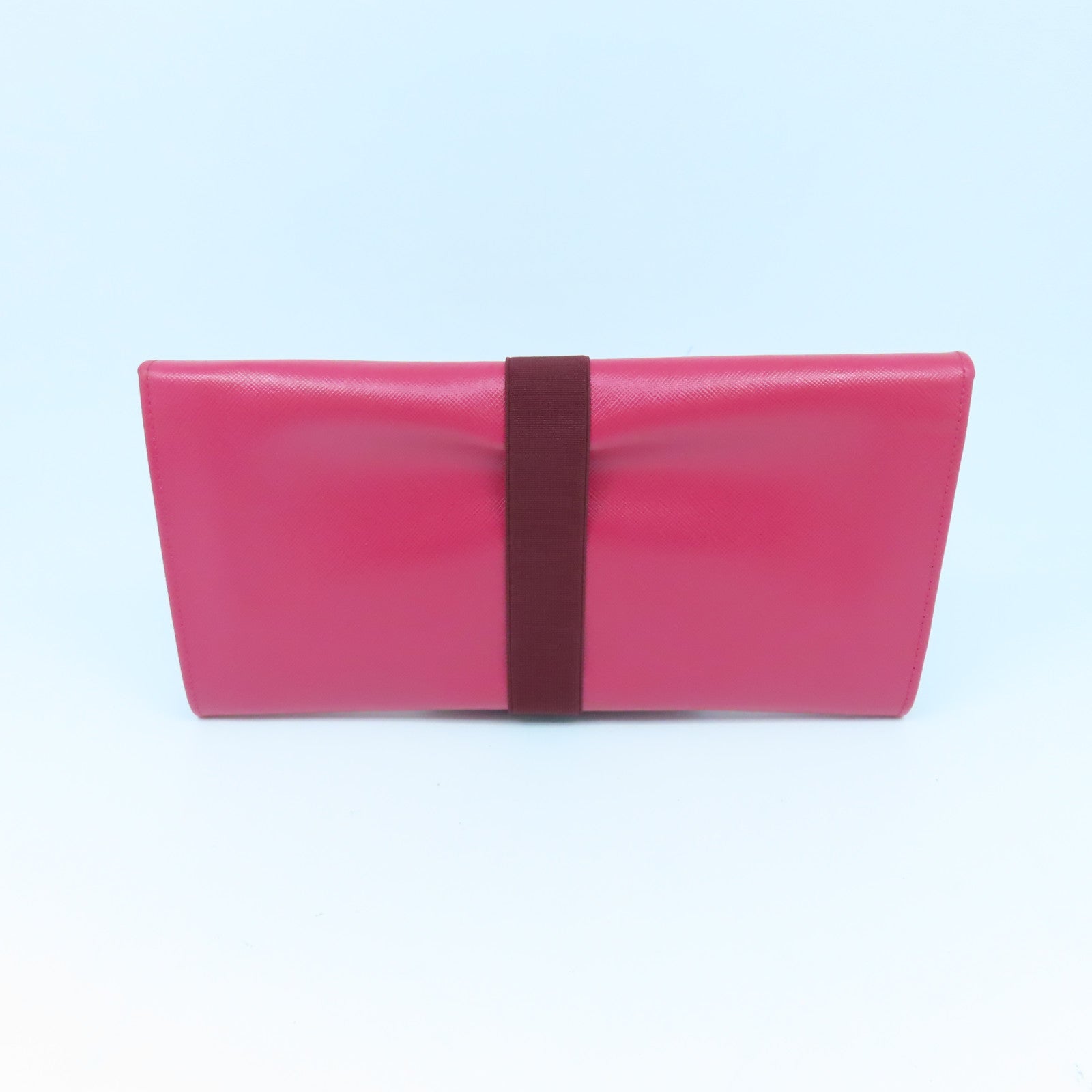 PRADA 牛皮皮革Clutch Bag金扣手拿包粉紅色
