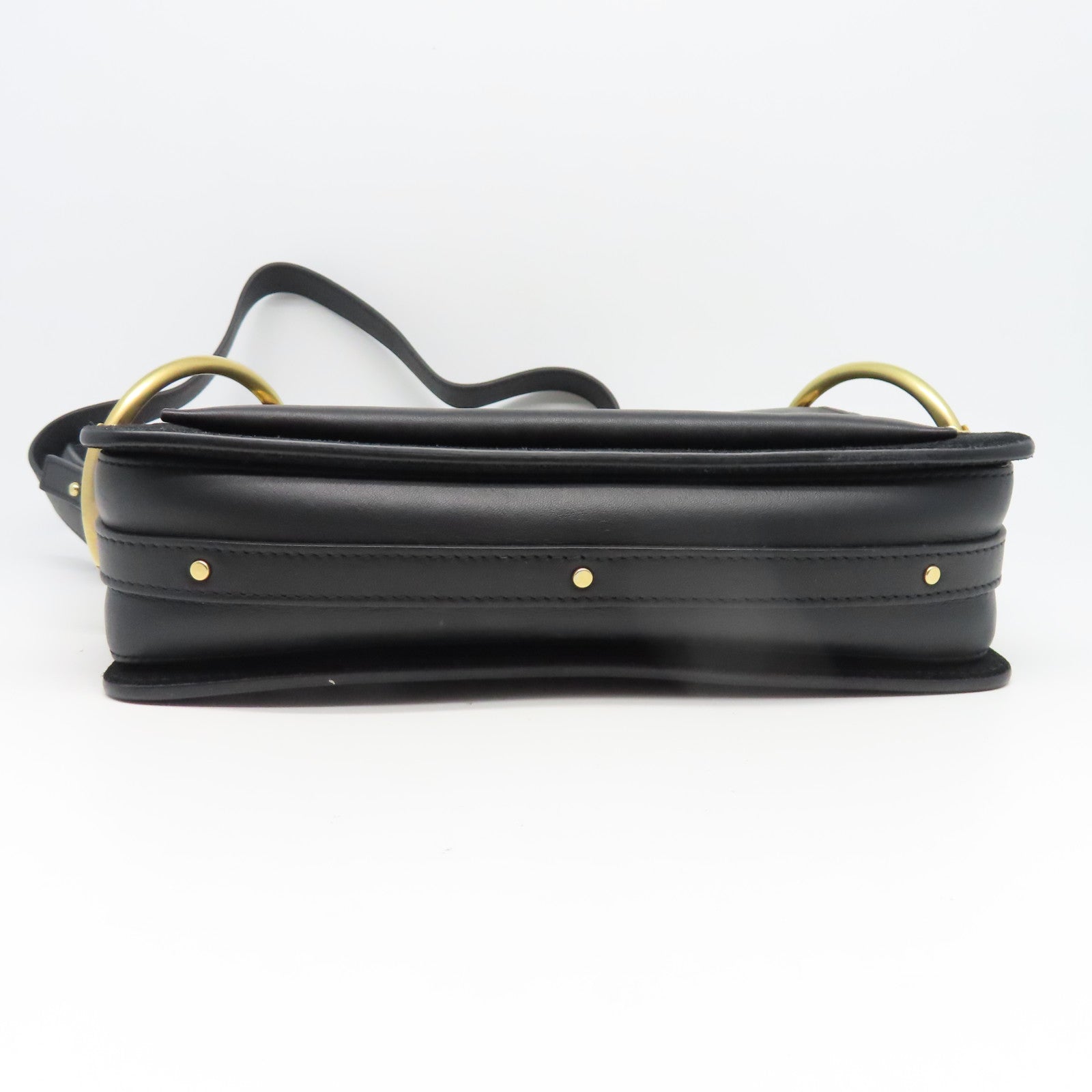 Chloe 牛皮皮革Roy Bag Single Size金扣肩背袋黑色