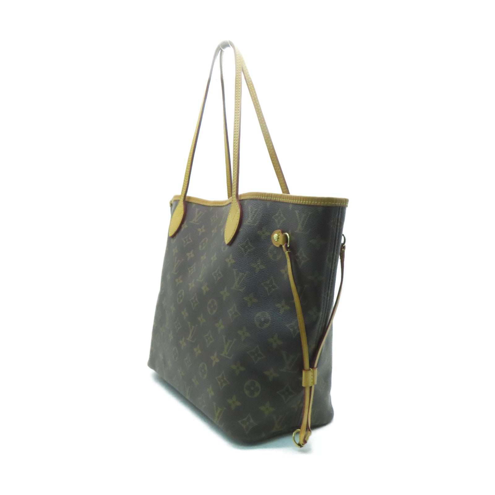 LOUIS VUITTON Monogram Neverfull MM金扣手挽袋啡色