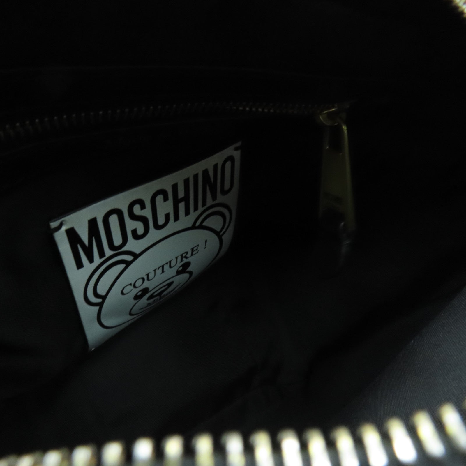 MOSCHINO 皮革2 Way Shoulder金扣肩背袋黑色