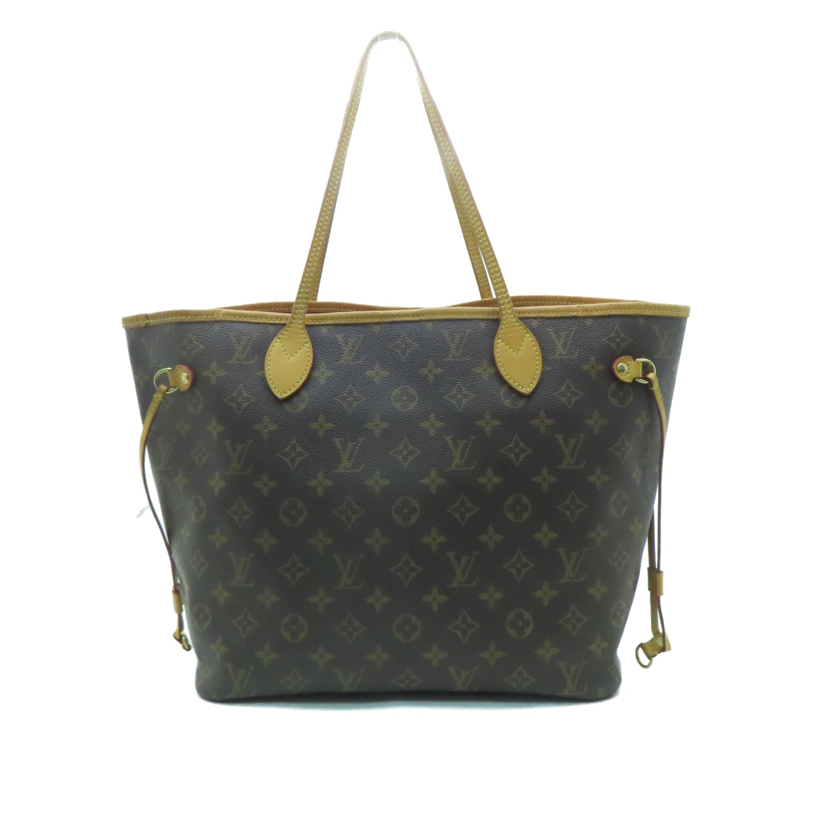 LOUIS VUITTON Monogram Neverfull MM金扣手挽袋啡色