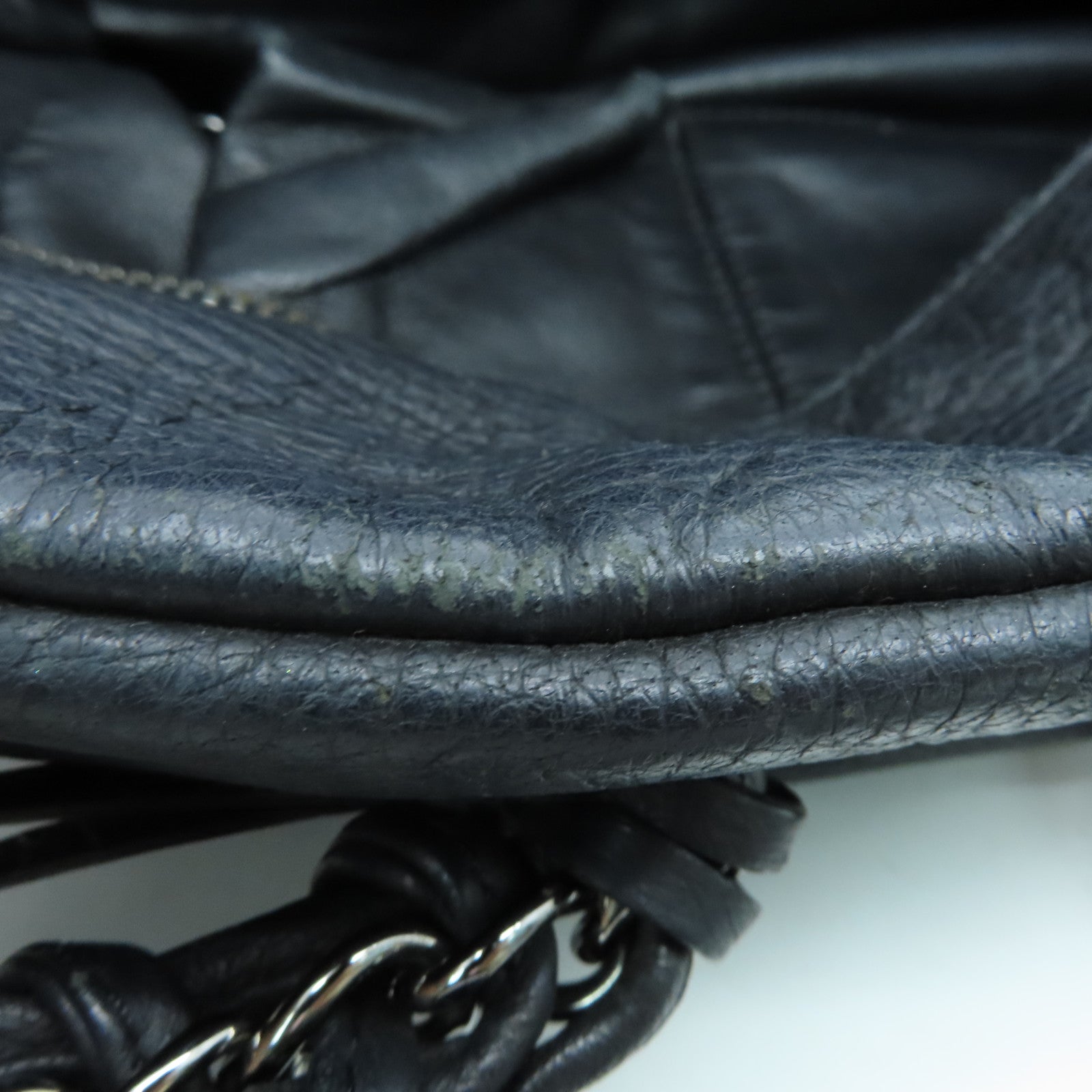 CHANEL 牛皮皮革Tote Bag銀扣手挽袋黑色