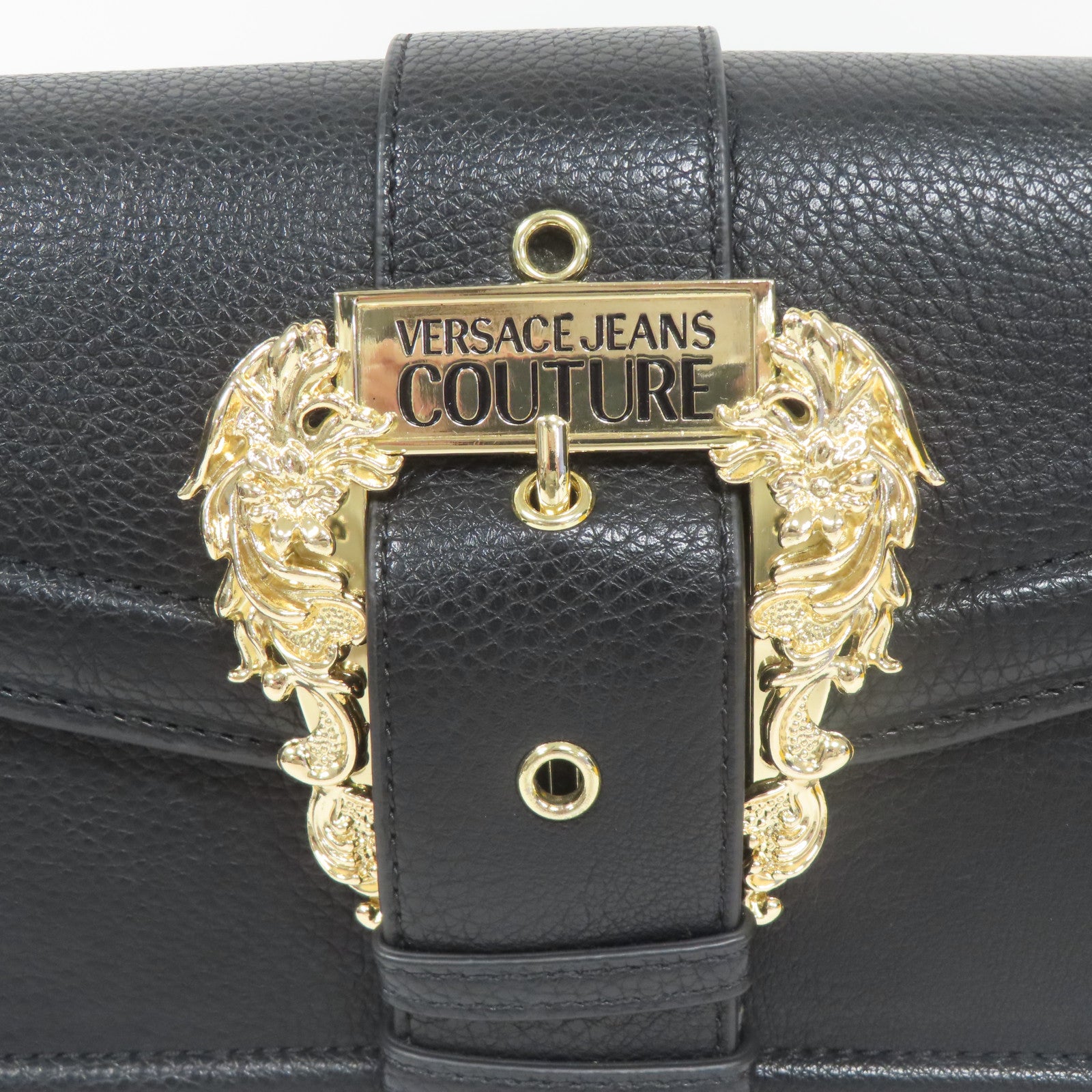 VERSACE 牛皮皮革Buckle Shoulder Bag金扣肩背袋黑色