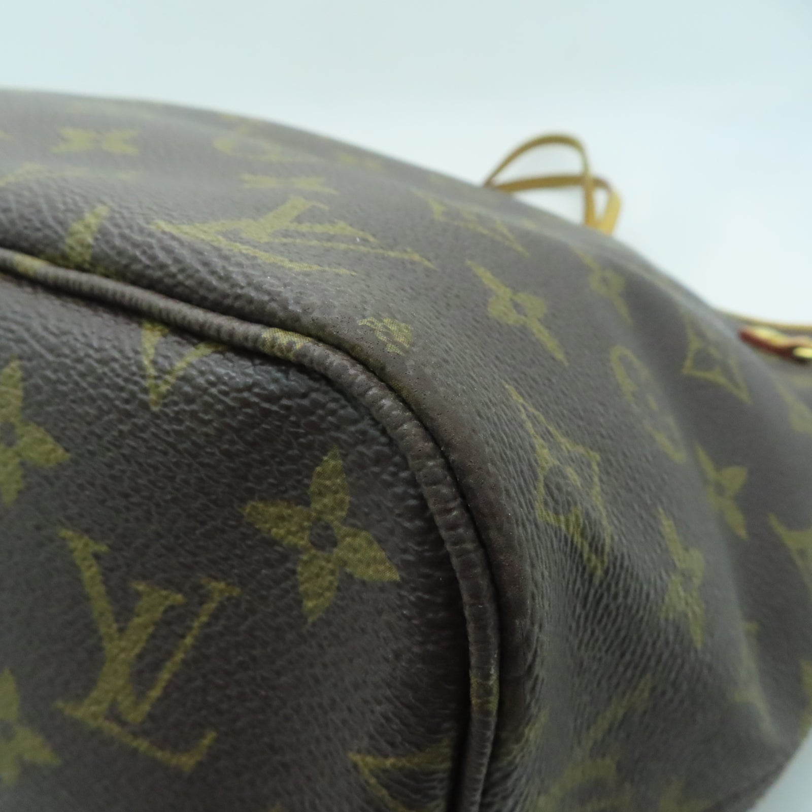 LOUIS VUITTON Monogram Neverfull MM金扣手挽袋啡色