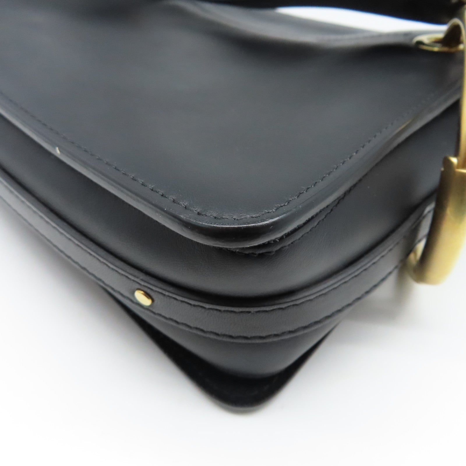 Chloe 牛皮皮革Roy Bag Single Size金扣肩背袋黑色
