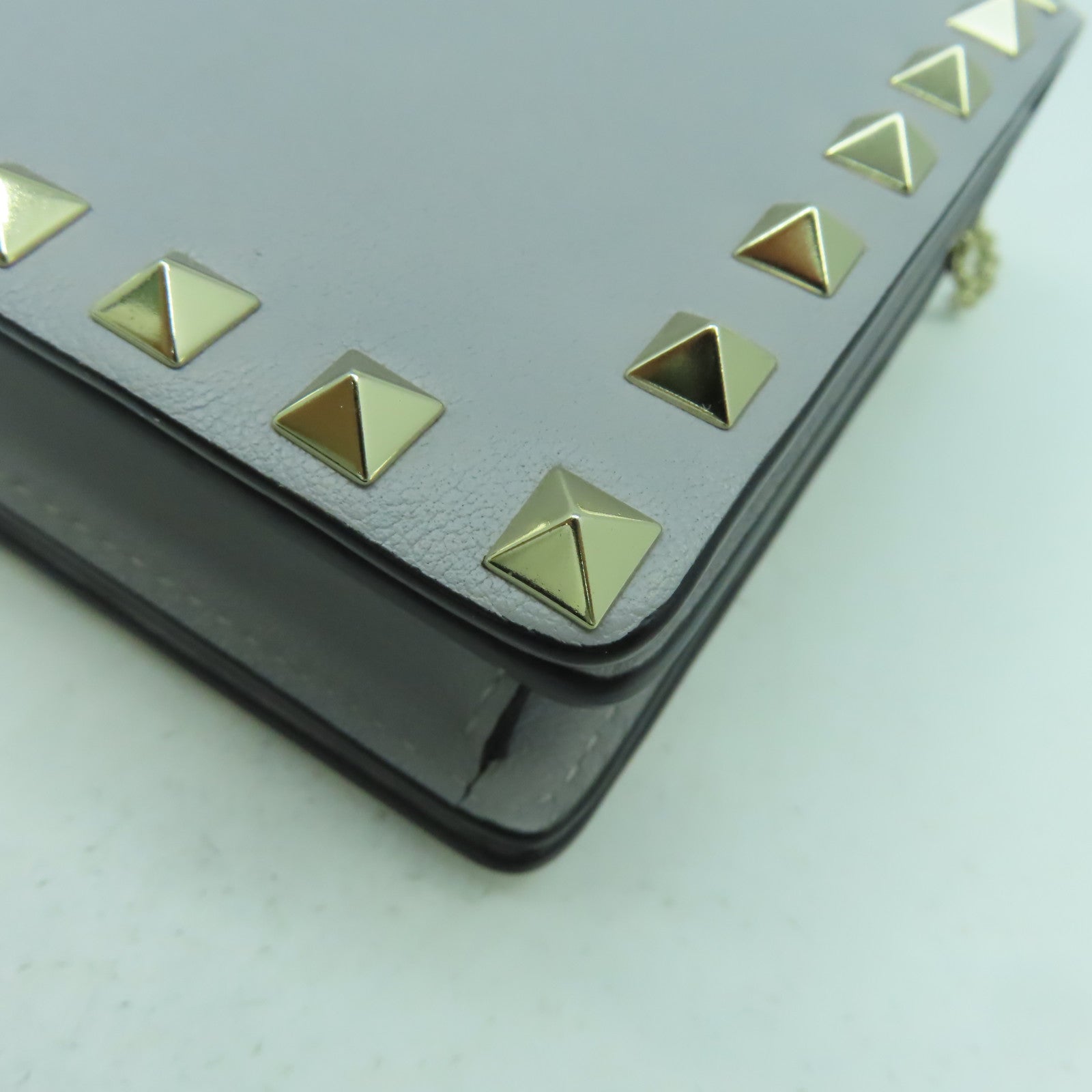 Valentino 牛皮皮革Shoulder Bag金扣鏈帶肩背袋灰色