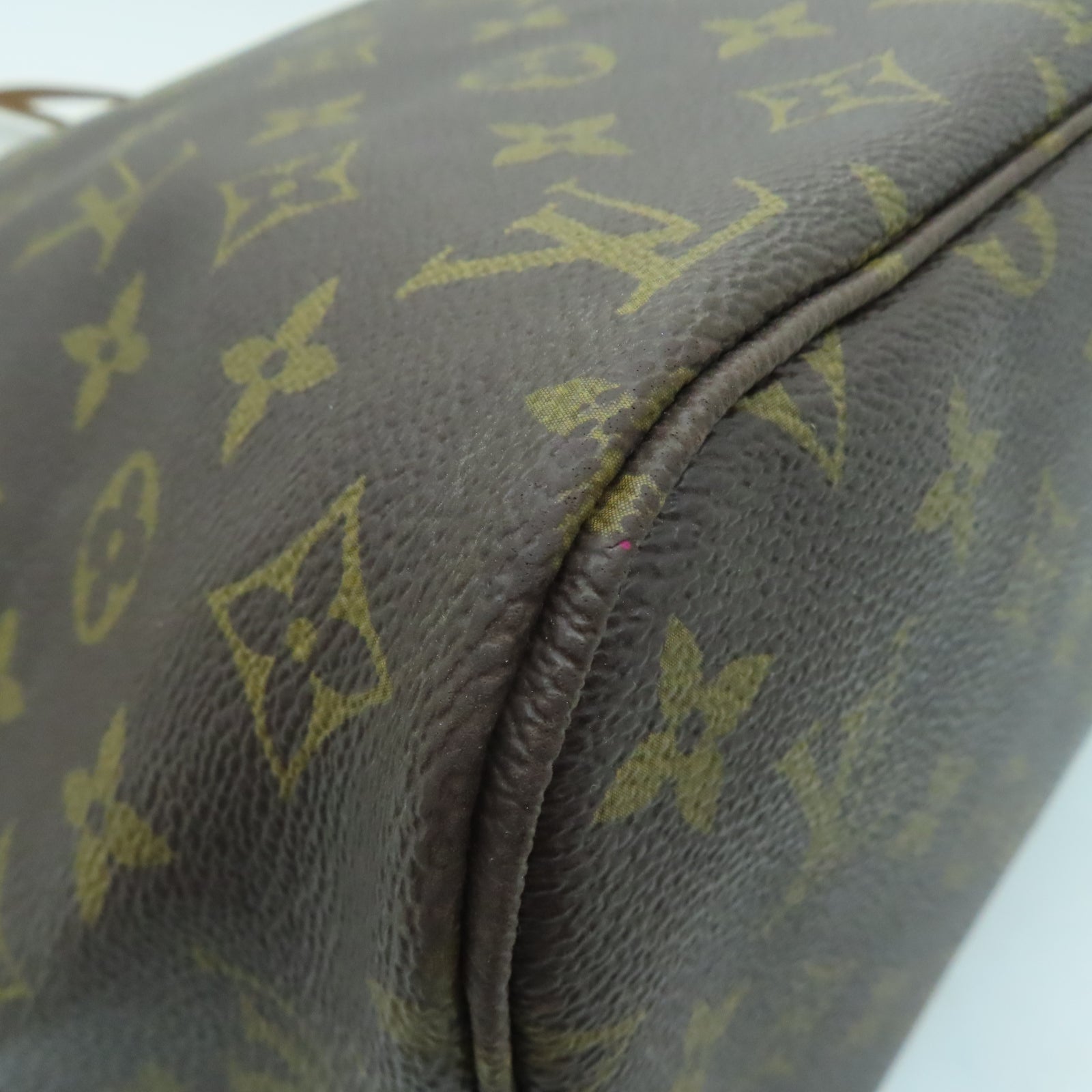 LOUIS VUITTON Monogram Neverfull MM金扣手挽袋啡色