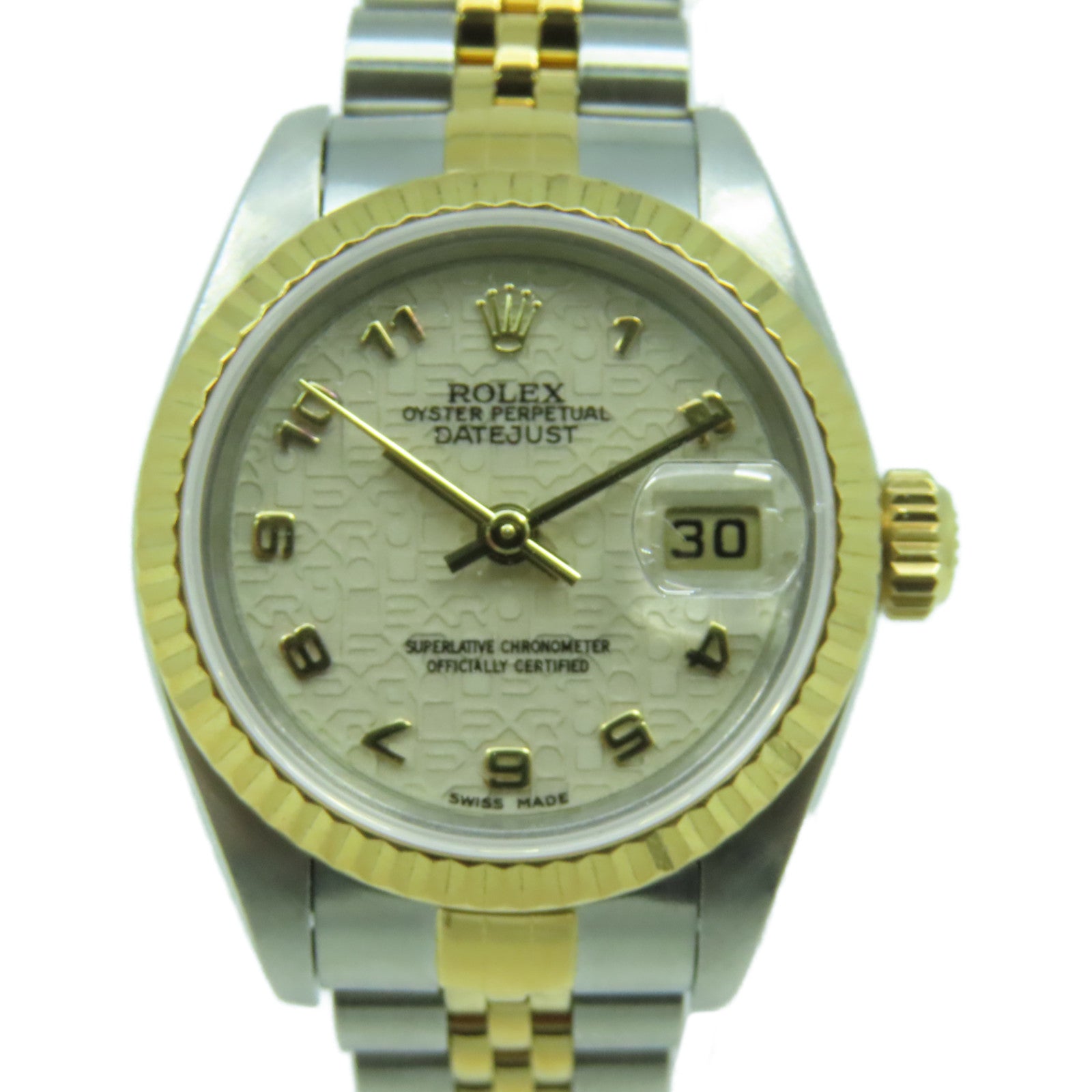 ROLEX 18K黃金Datejust不鏽鋼手錶自動機芯白色