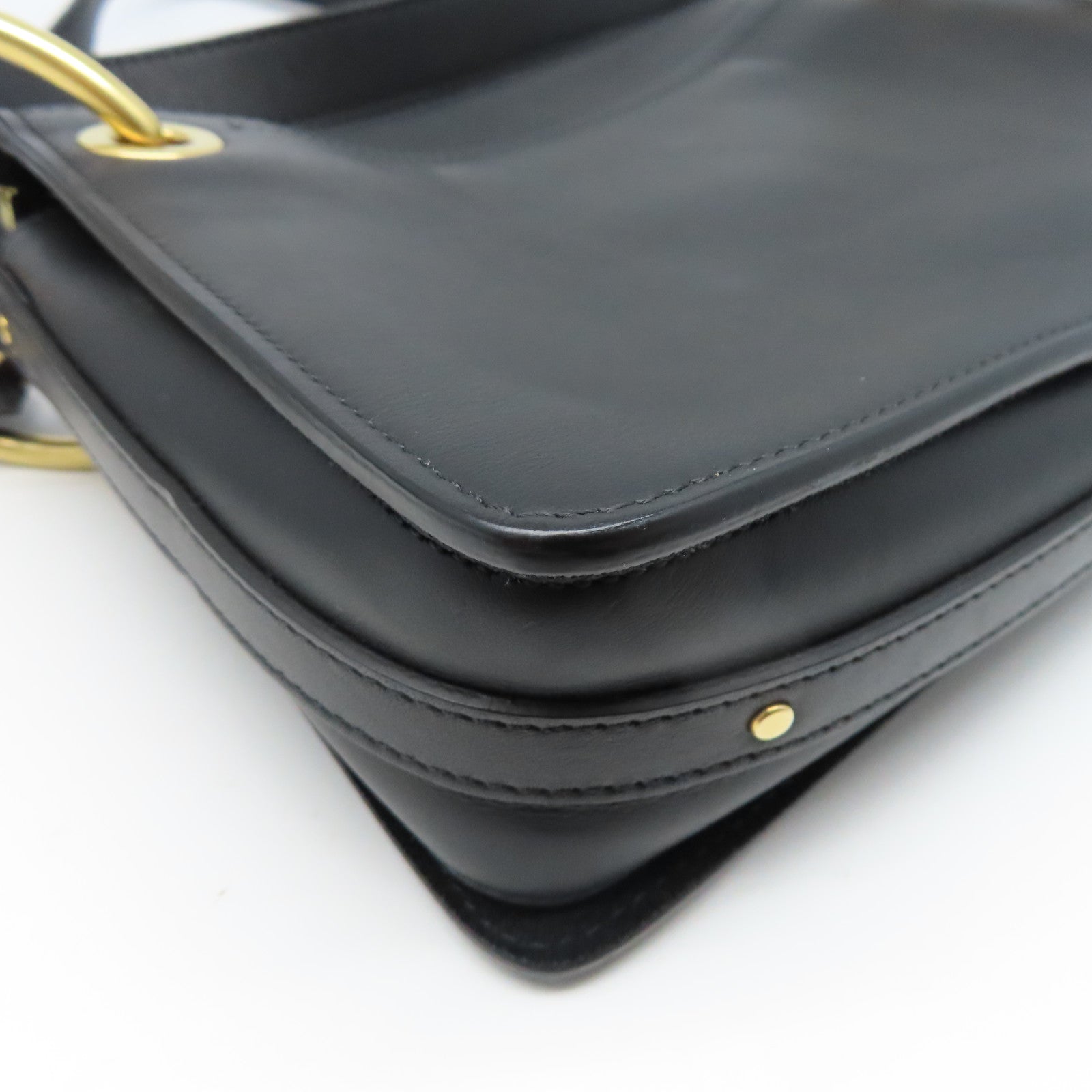 Chloe 牛皮皮革Roy Bag Single Size金扣肩背袋黑色