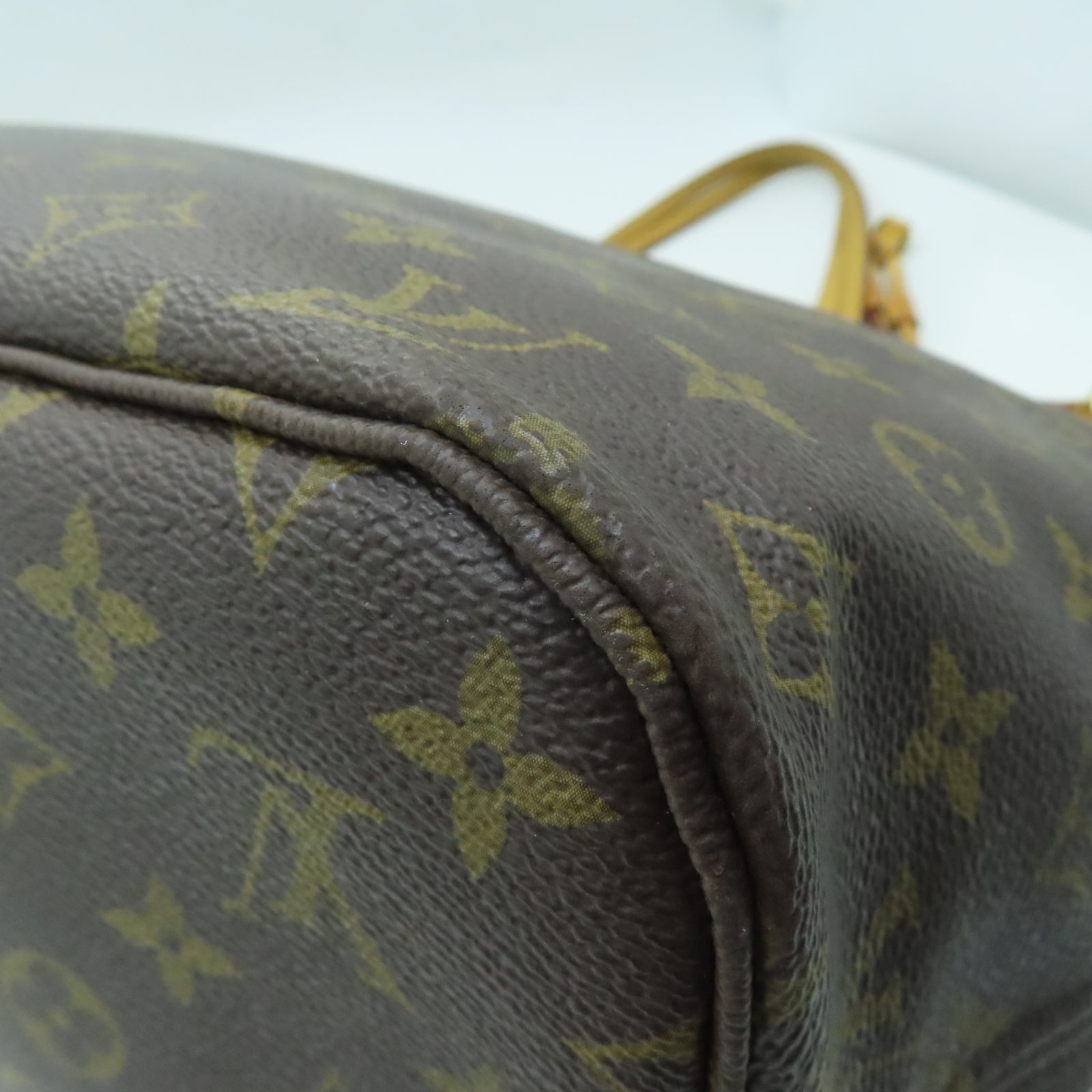 LOUIS VUITTON Monogram Neverfull MM金扣手挽袋啡色