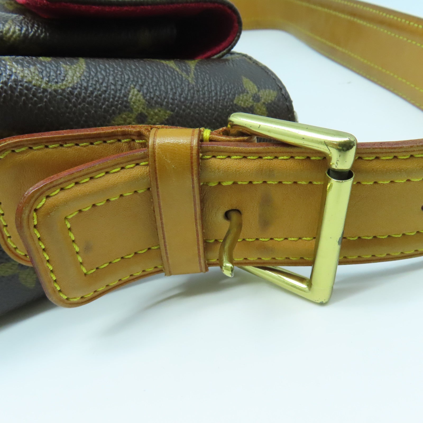 LOUIS VUITTON Monogram Viva Cite GM Gold Buckle Shoulder Bag Brown