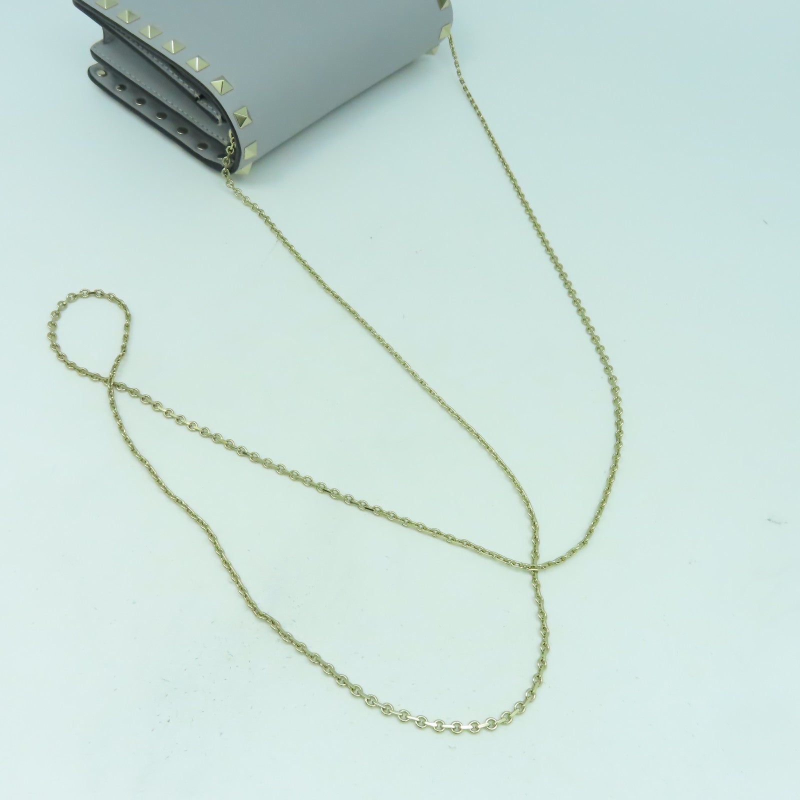 Valentino 牛皮皮革Shoulder Bag金扣鏈帶肩背袋灰色