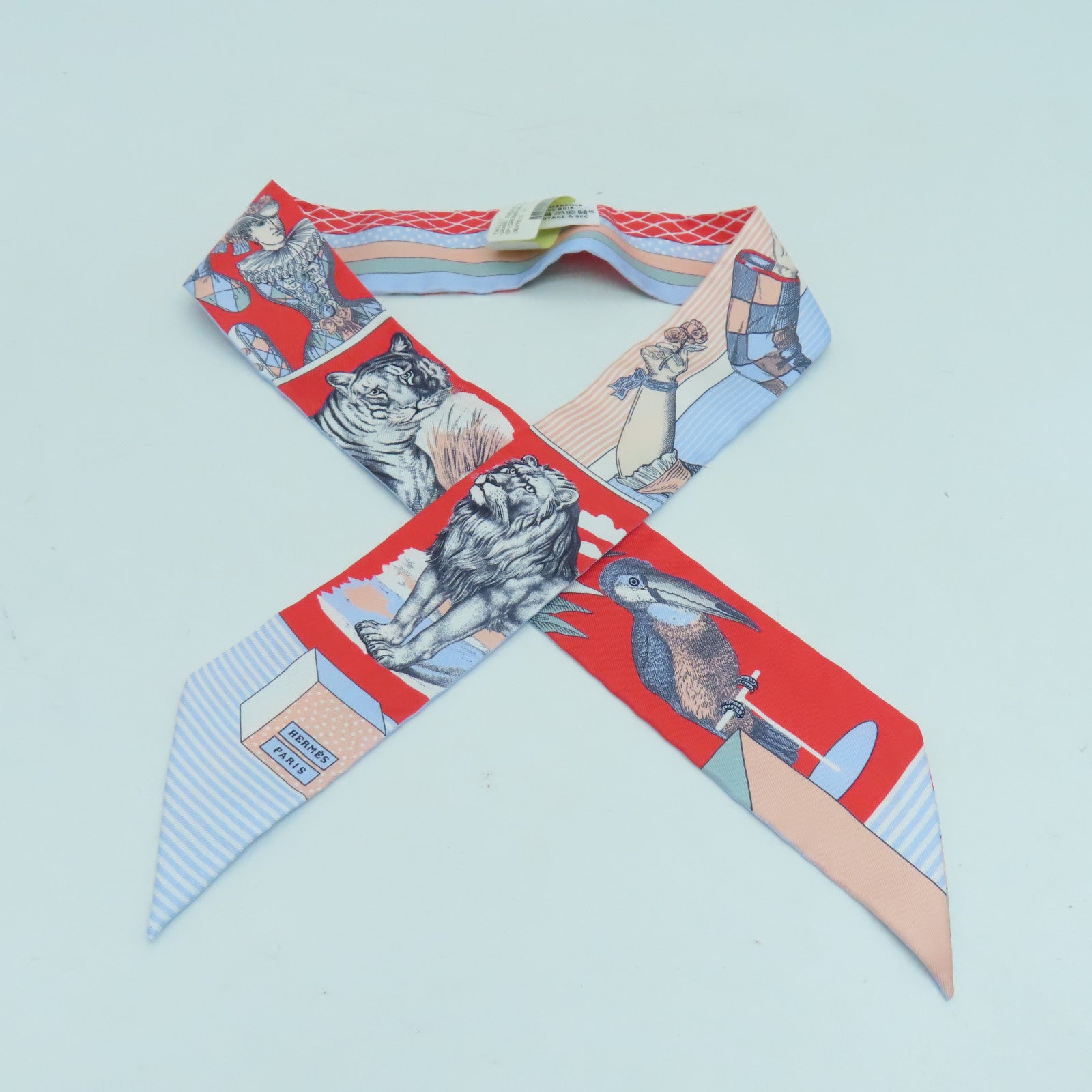 HERMES 絲質Twilly絲巾彩色