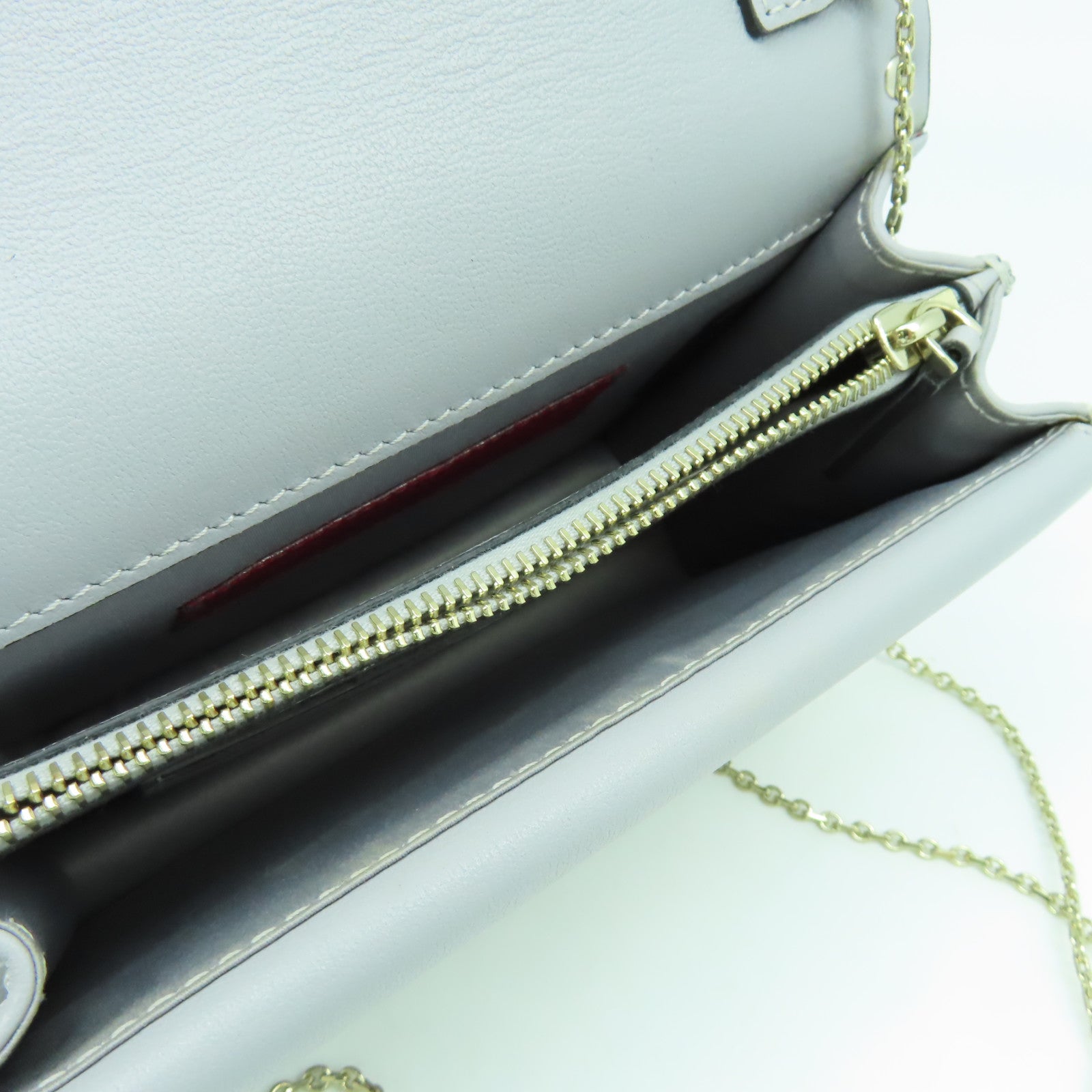 Valentino 牛皮皮革Shoulder Bag金扣鏈帶肩背袋灰色