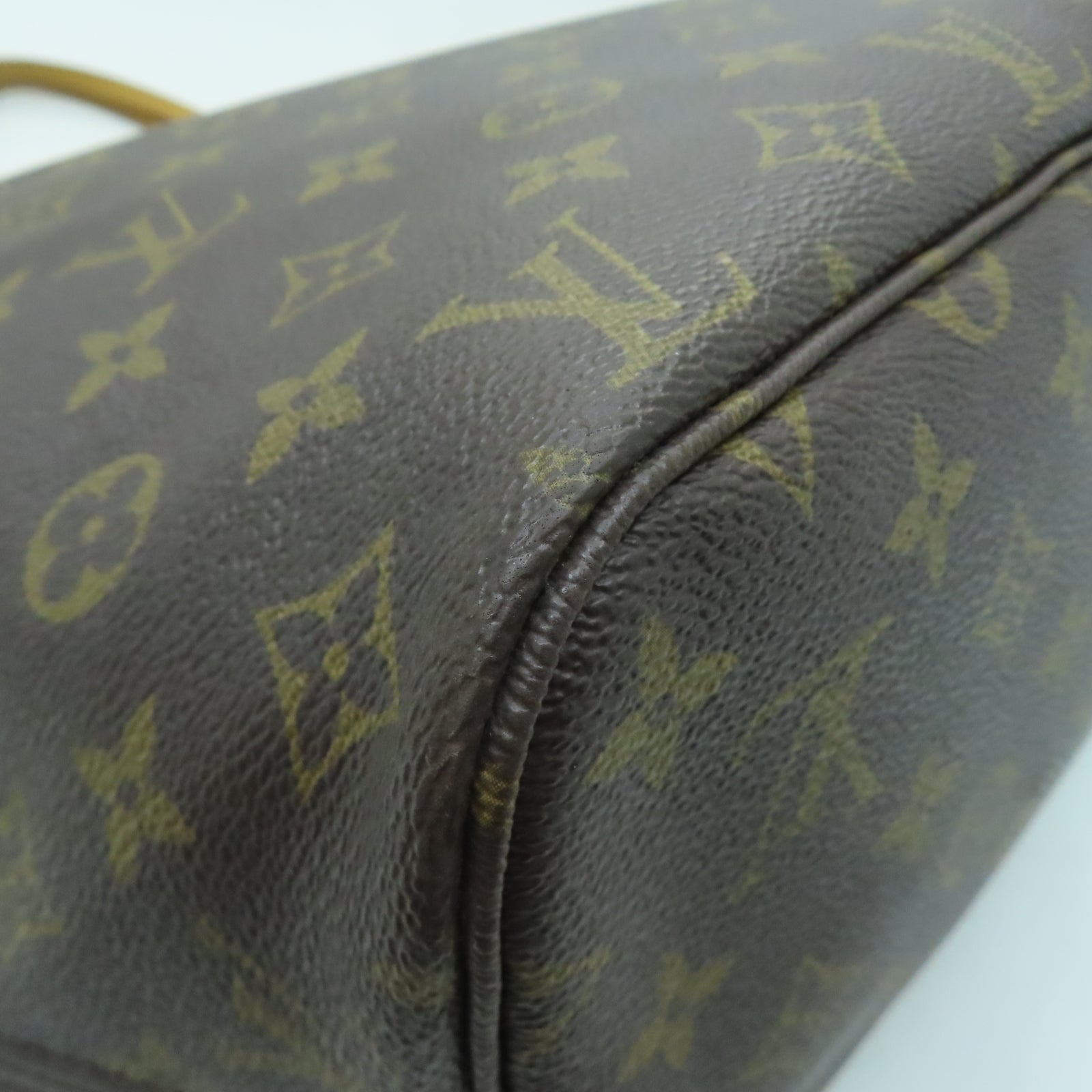 LOUIS VUITTON Monogram Neverfull MM金扣手挽袋啡色