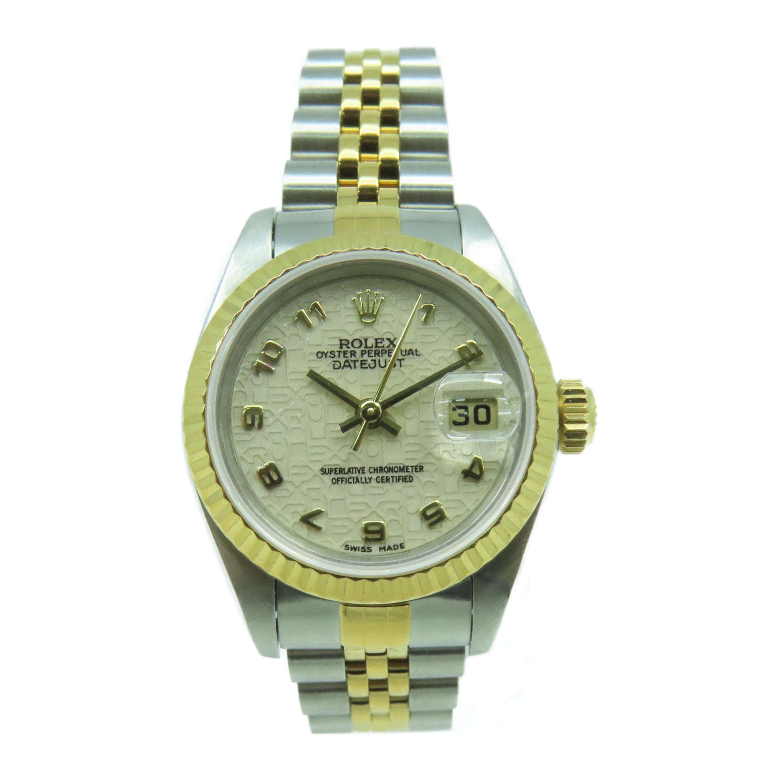 ROLEX 18K黃金Datejust不鏽鋼手錶自動機芯白色