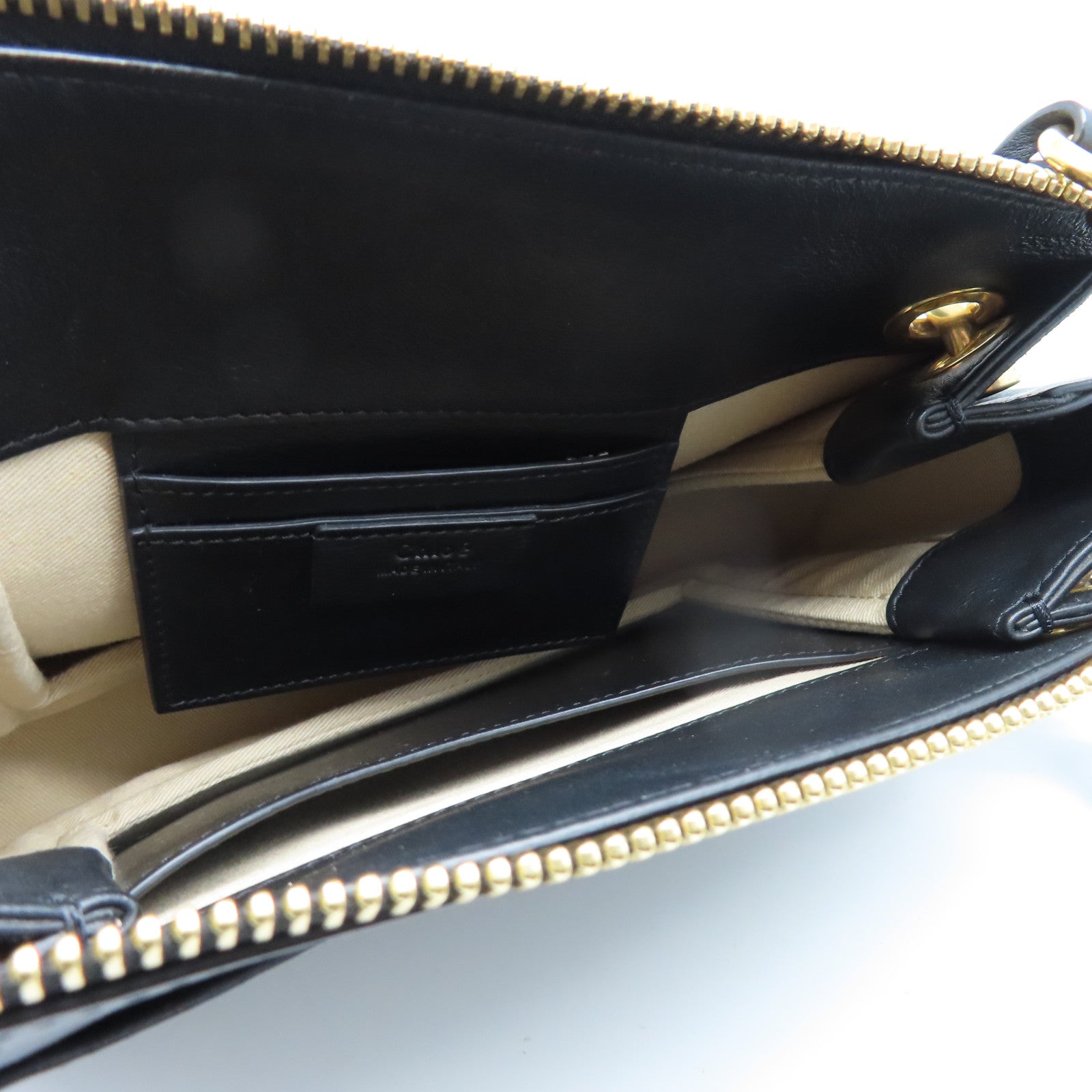 Chloe 牛皮皮革Roy Bag Single Size金扣肩背袋黑色