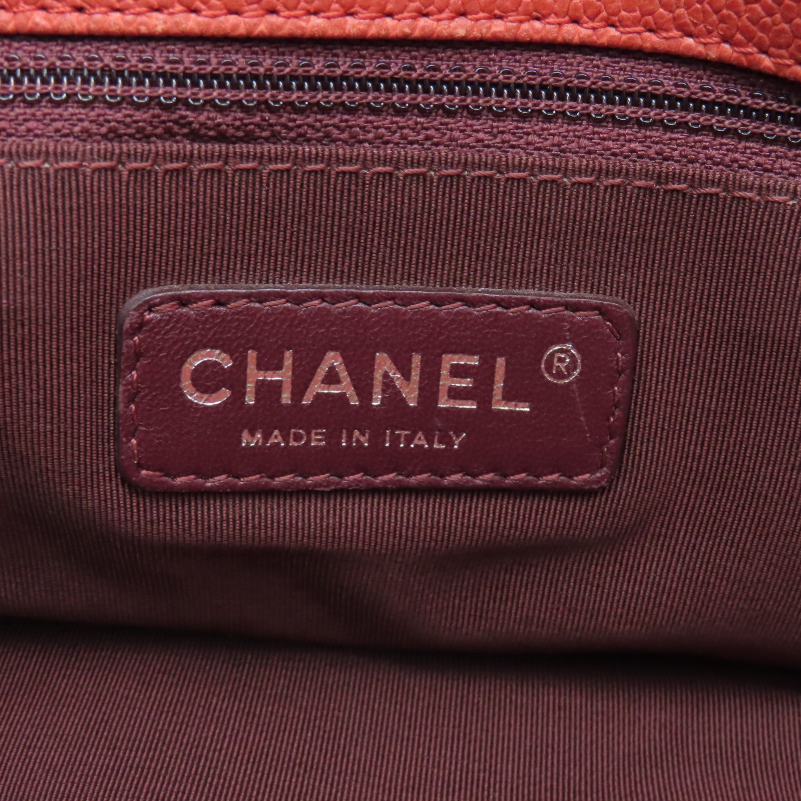 CHANEL 菱格Caviar皮革Chain Shoulder銀扣鏈帶肩背袋紅色