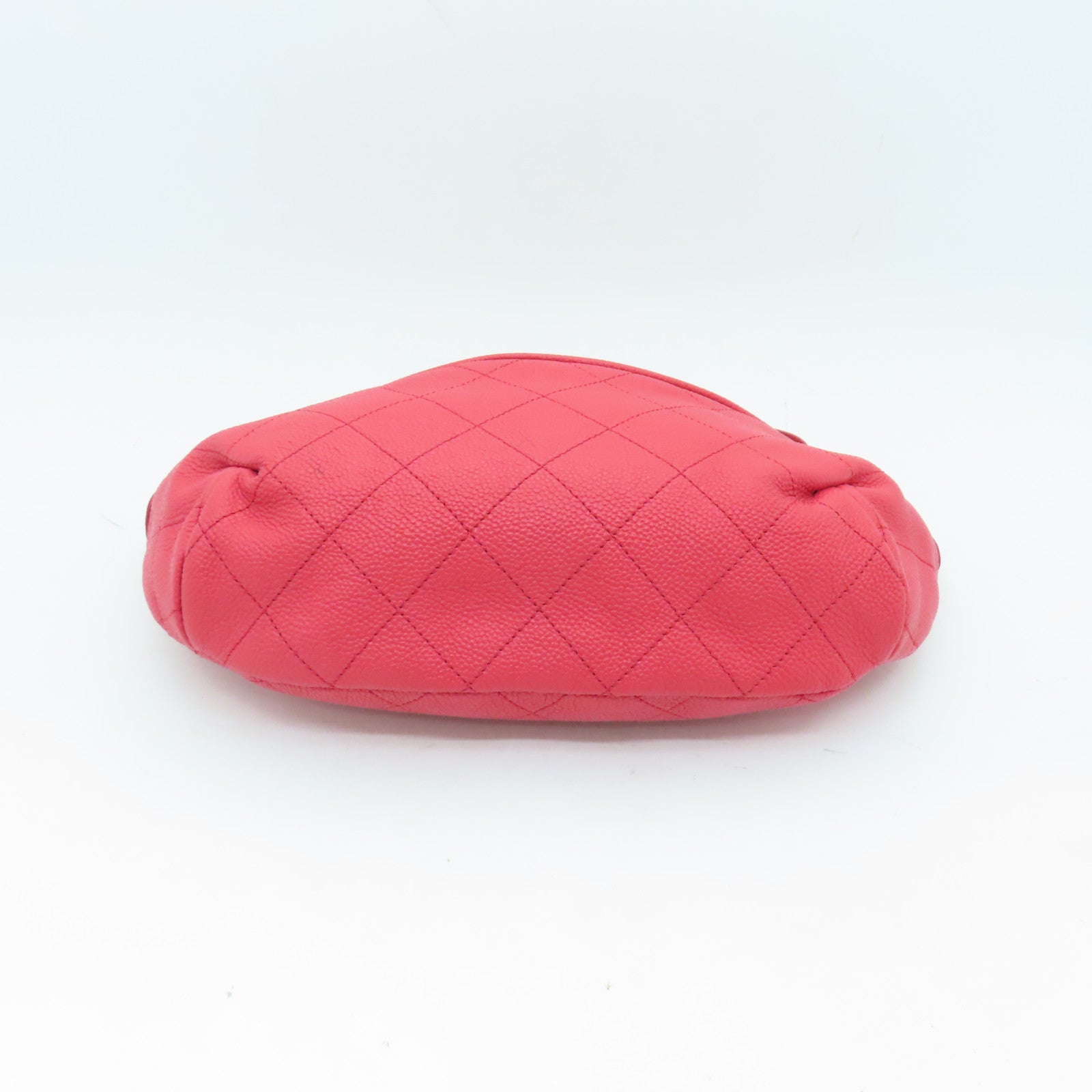 CHANEL 菱格牛皮皮革Waist Bag銀扣腰包紅色