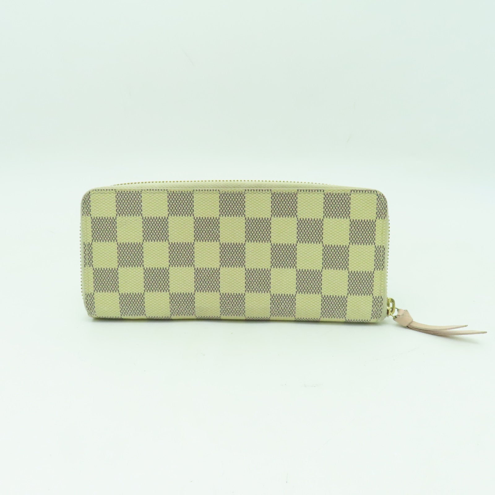LOUIS VUITTON Damier Azur Clemence Wallet金扣長錢包白色