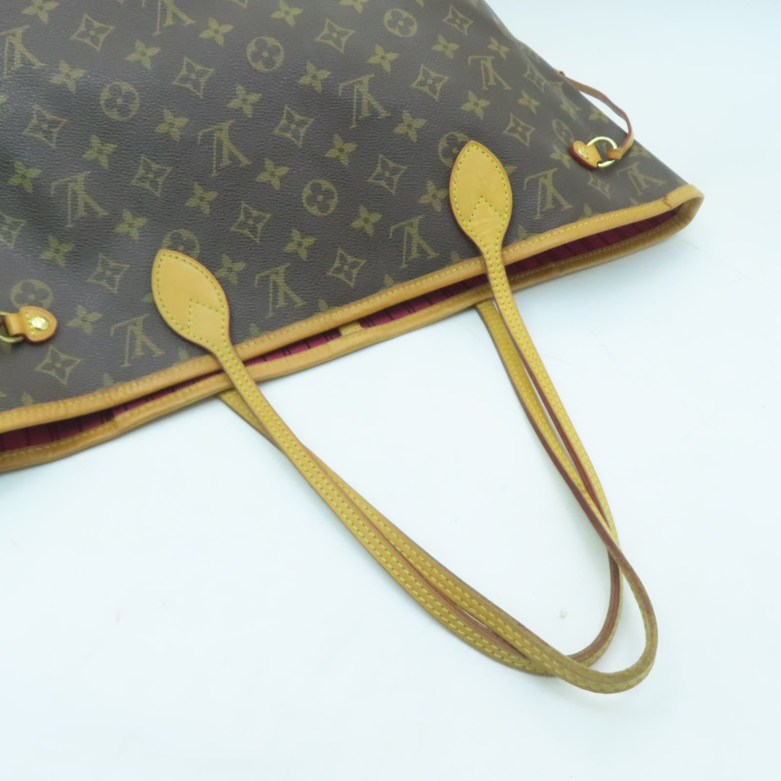 LOUIS VUITTON Monogram Neverfull MM金扣手挽袋啡色