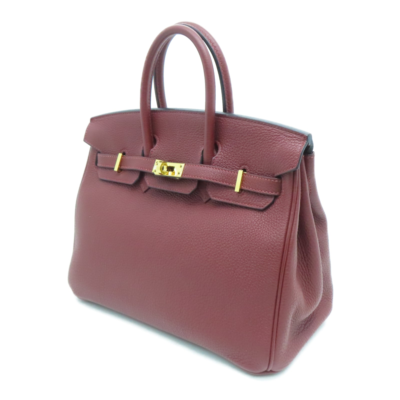 HERMES Taurillon Clemence皮革Birkin 25金扣手挽袋爱马仕红色