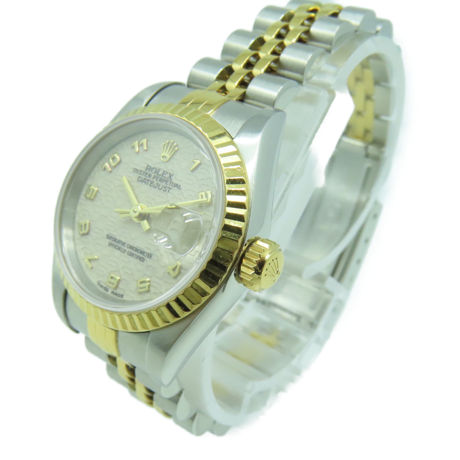 ROLEX 18K黃金Datejust不鏽鋼手錶自動機芯白色