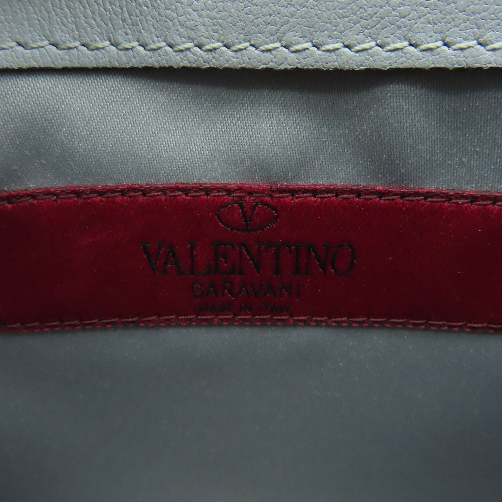 Valentino 牛皮皮革Shoulder Bag金扣鏈帶肩背袋灰色