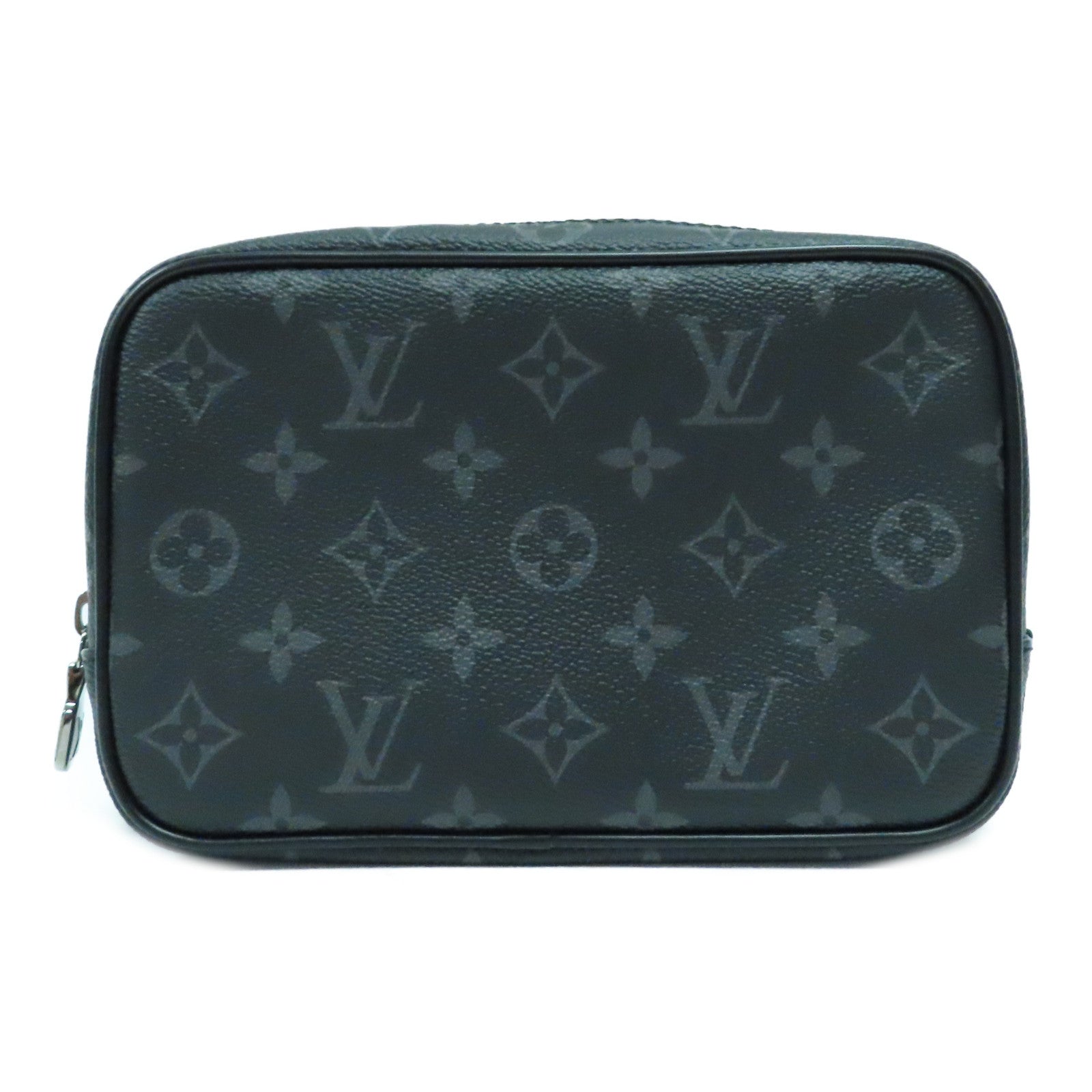 LOUIS VUITTON Monogram Eclipse Toilet Pouch PM銀扣手拿包黑色/灰色