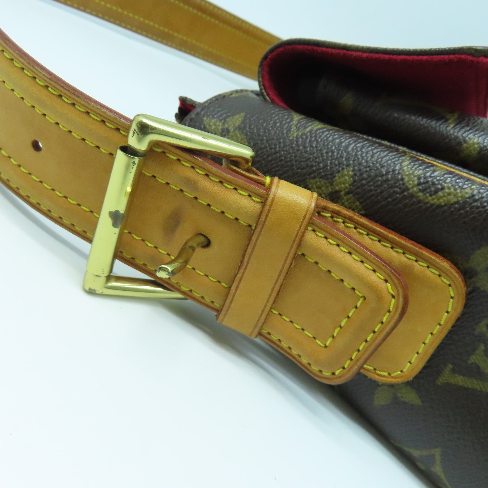 LOUIS VUITTON Monogram Viva Cite GM Gold Buckle Shoulder Bag Brown
