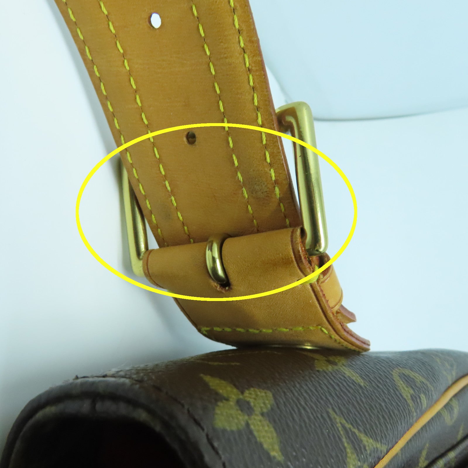 LOUIS VUITTON Monogram Viva Cite GM Gold Buckle Shoulder Bag Brown