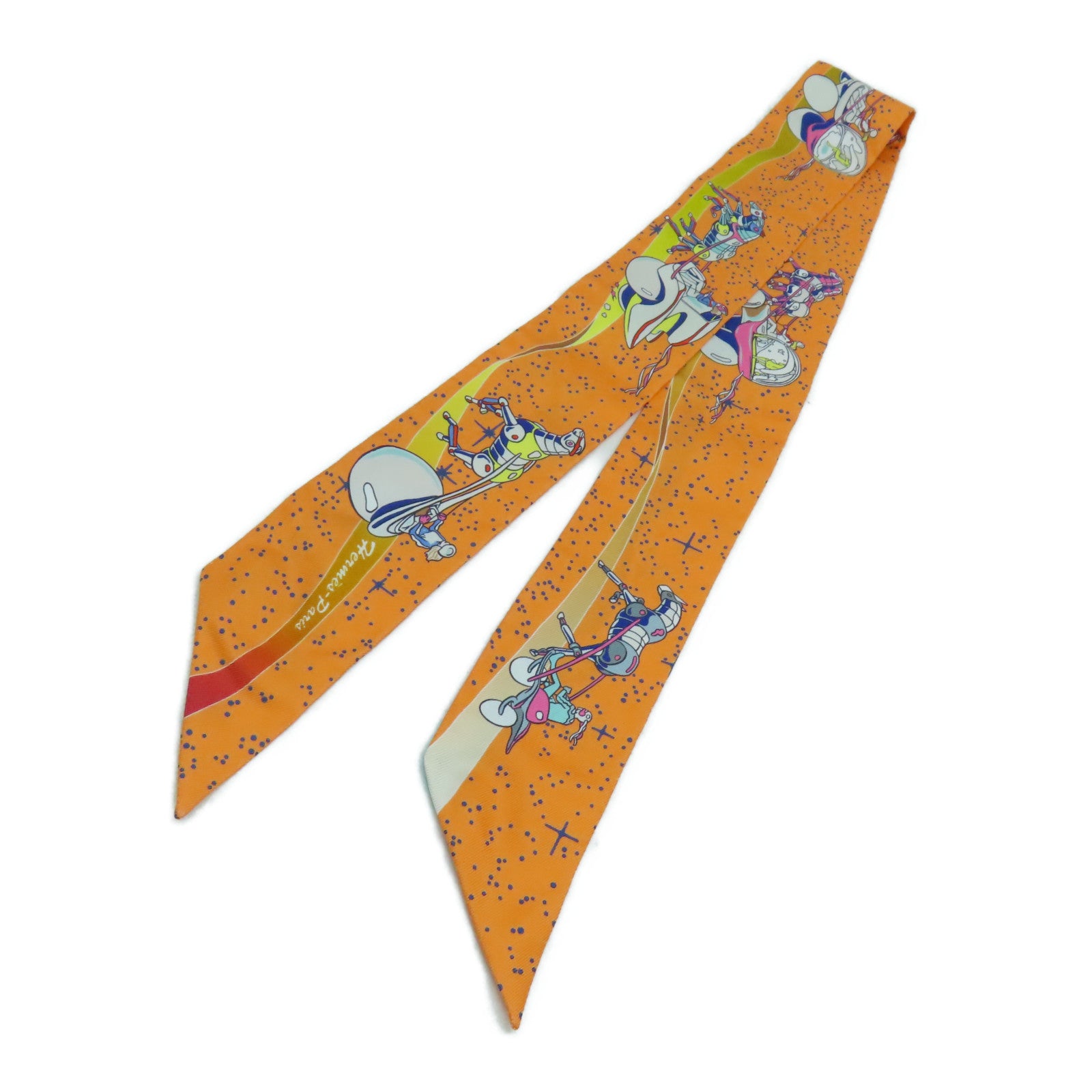 HERMES 【激減優惠】絲質Twilly絲巾橙色