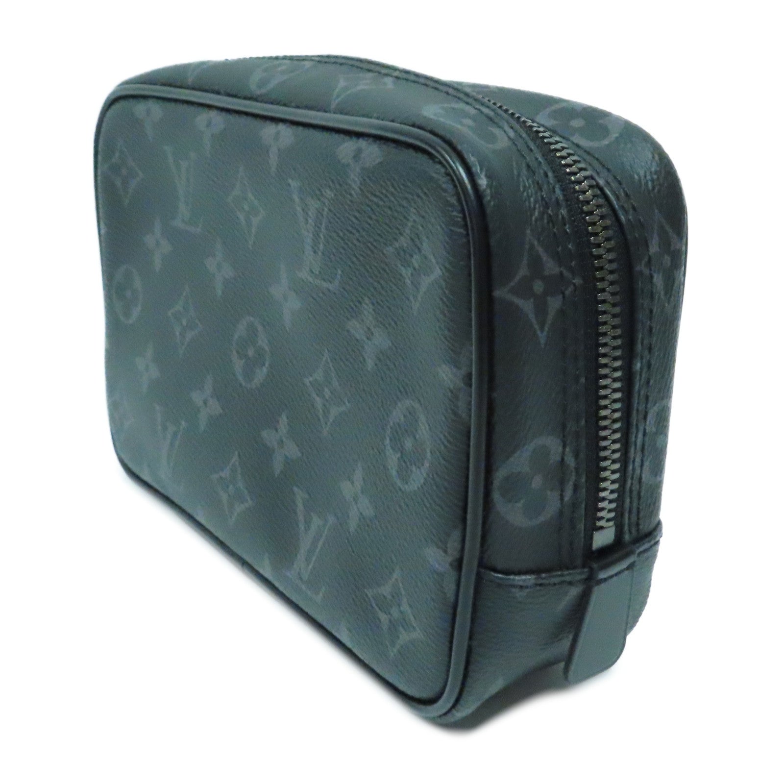 LOUIS VUITTON Monogram Eclipse Toilet Pouch PM銀扣手拿包黑色/灰色
