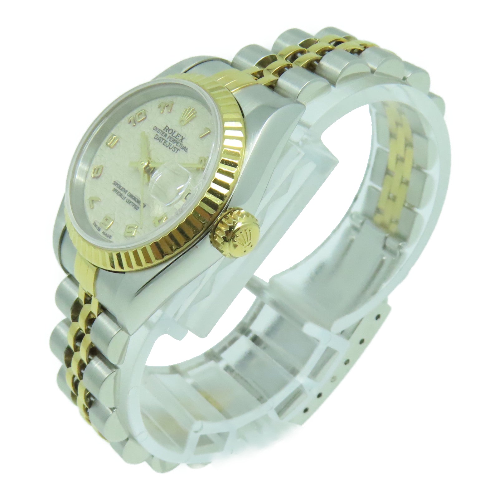 ROLEX 18K黃金Datejust不鏽鋼手錶自動機芯白色