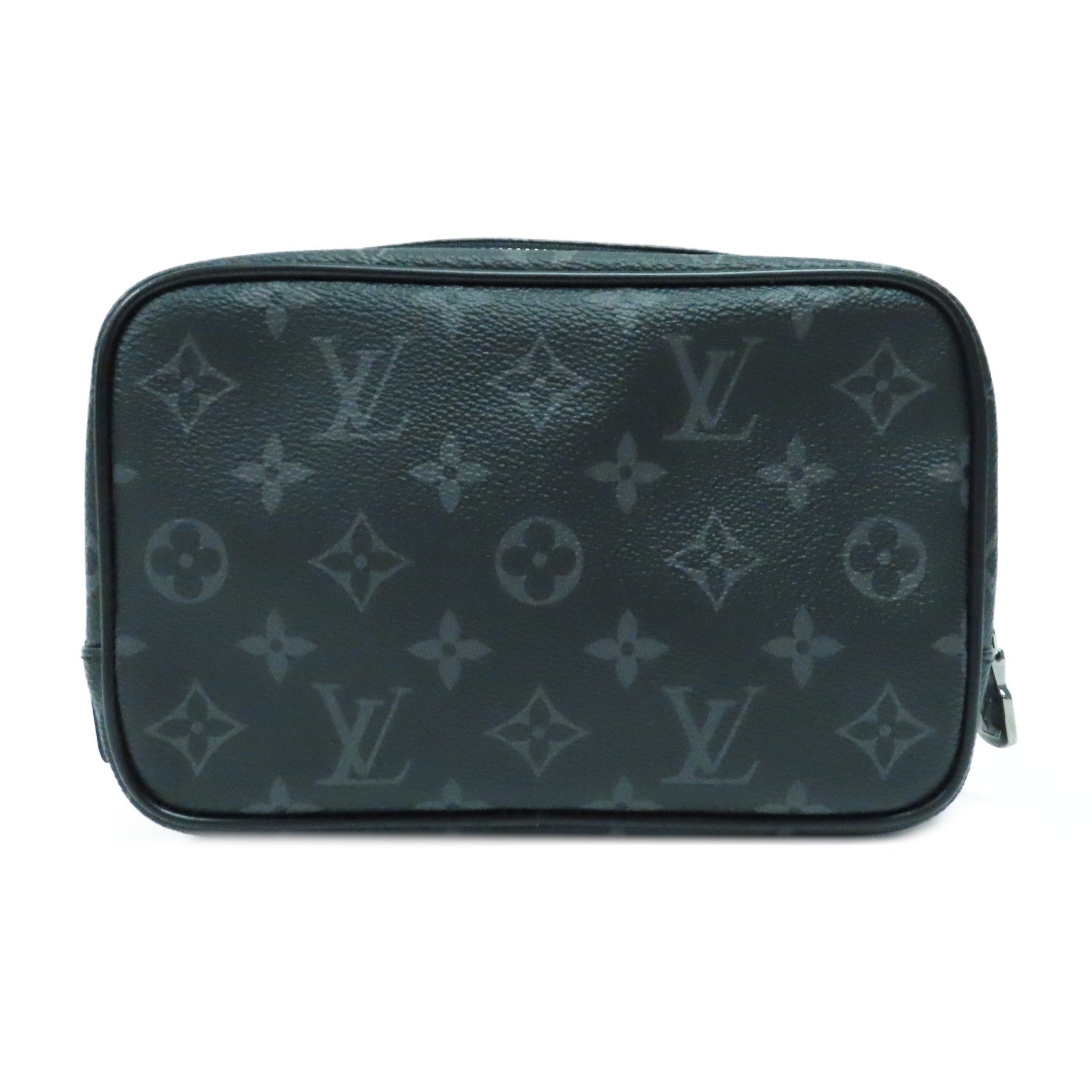 LOUIS VUITTON Monogram Eclipse Toilet Pouch PM銀扣手拿包黑色/灰色