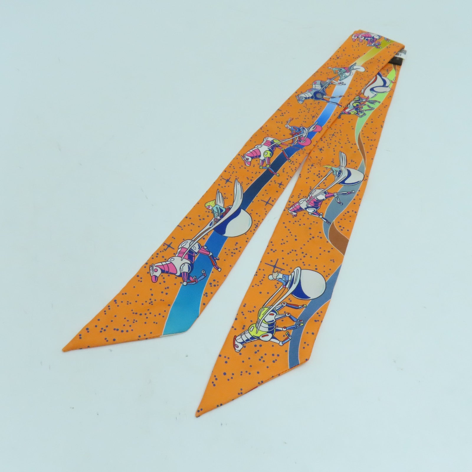 HERMES 【激減優惠】絲質Twilly絲巾橙色