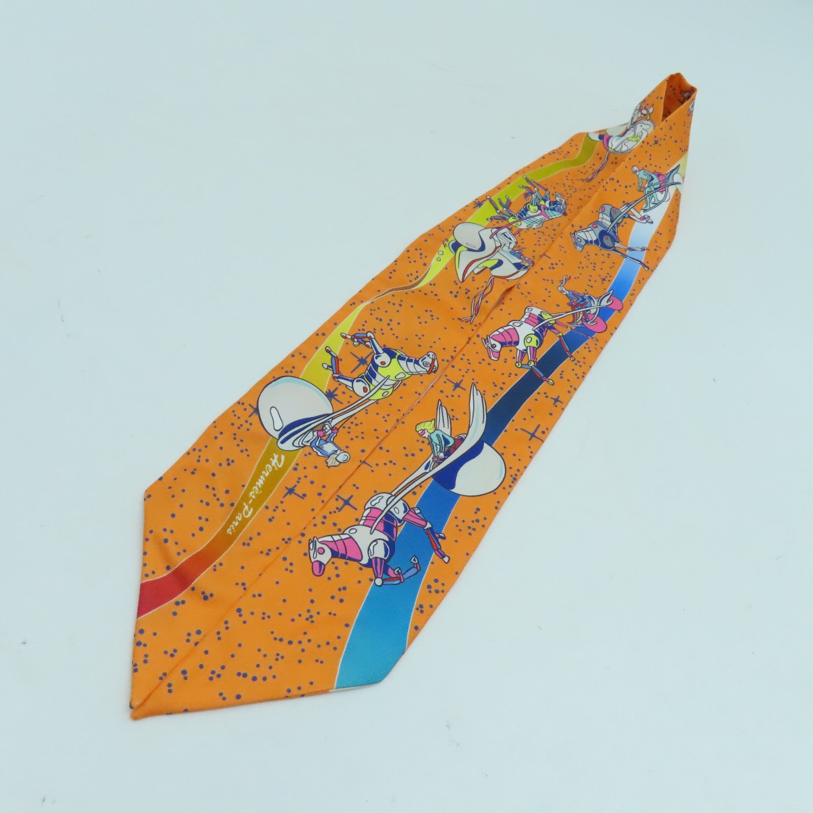 HERMES 【激減優惠】絲質Twilly絲巾橙色