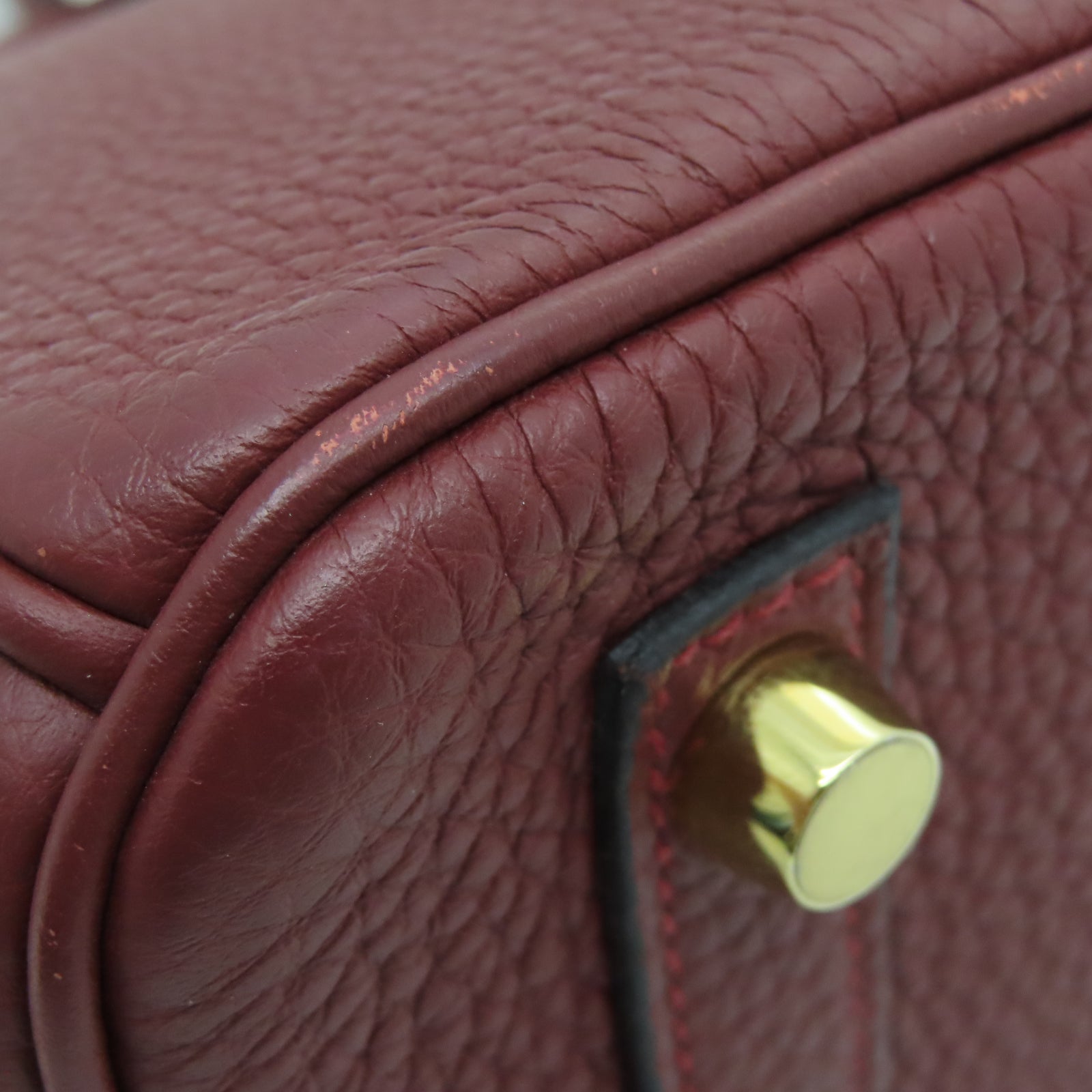 HERMES Taurillon Clemence皮革Birkin 25金扣手挽袋爱马仕红色