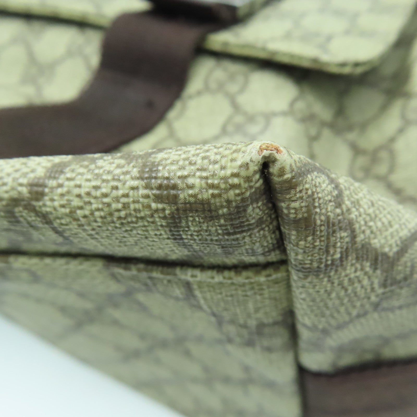 GUCCI 塗層帆布 Shoulder Bag銀扣肩背袋啡色