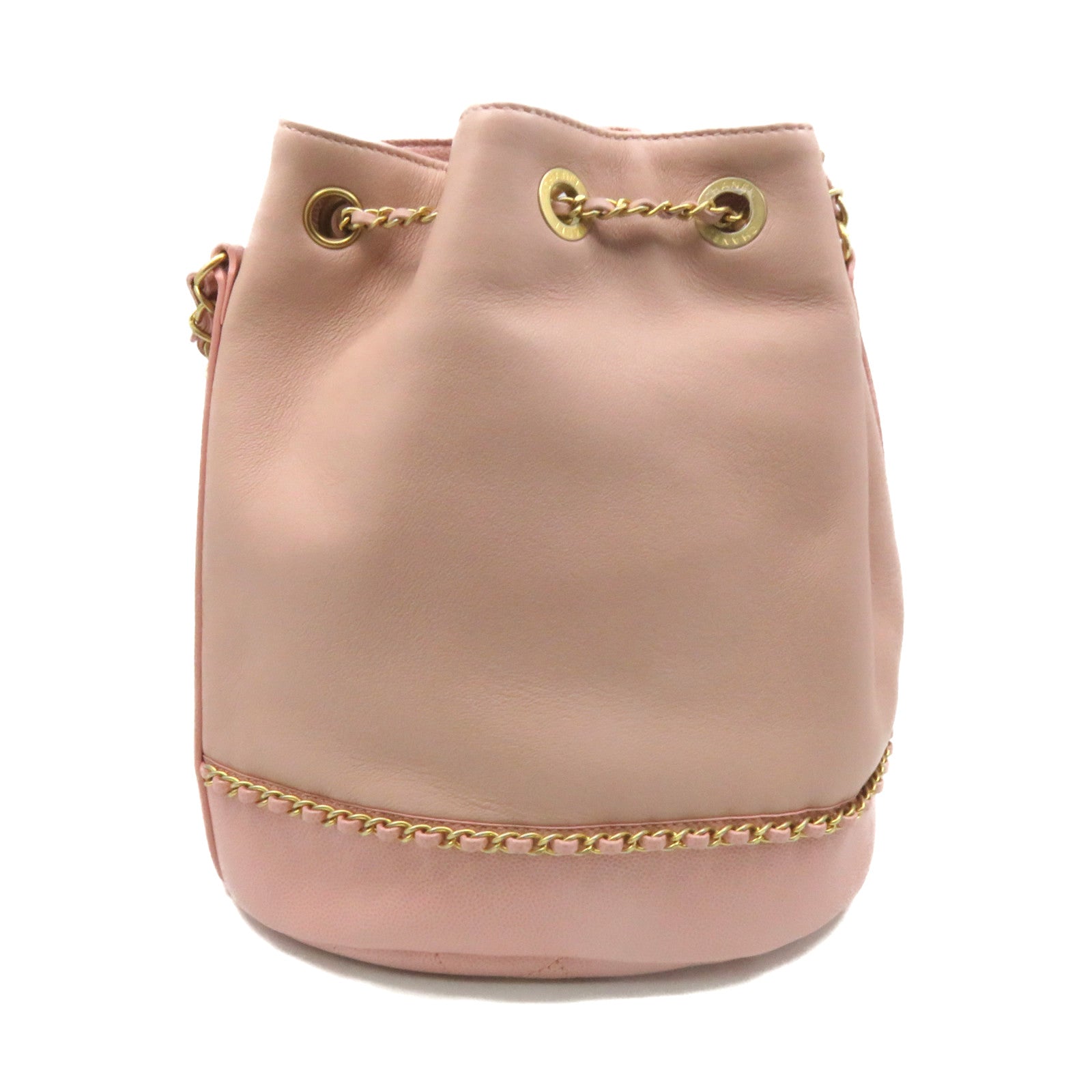 CHANEL 牛皮皮革Chain Shoulder Bag金扣鏈帶肩背袋粉紅色