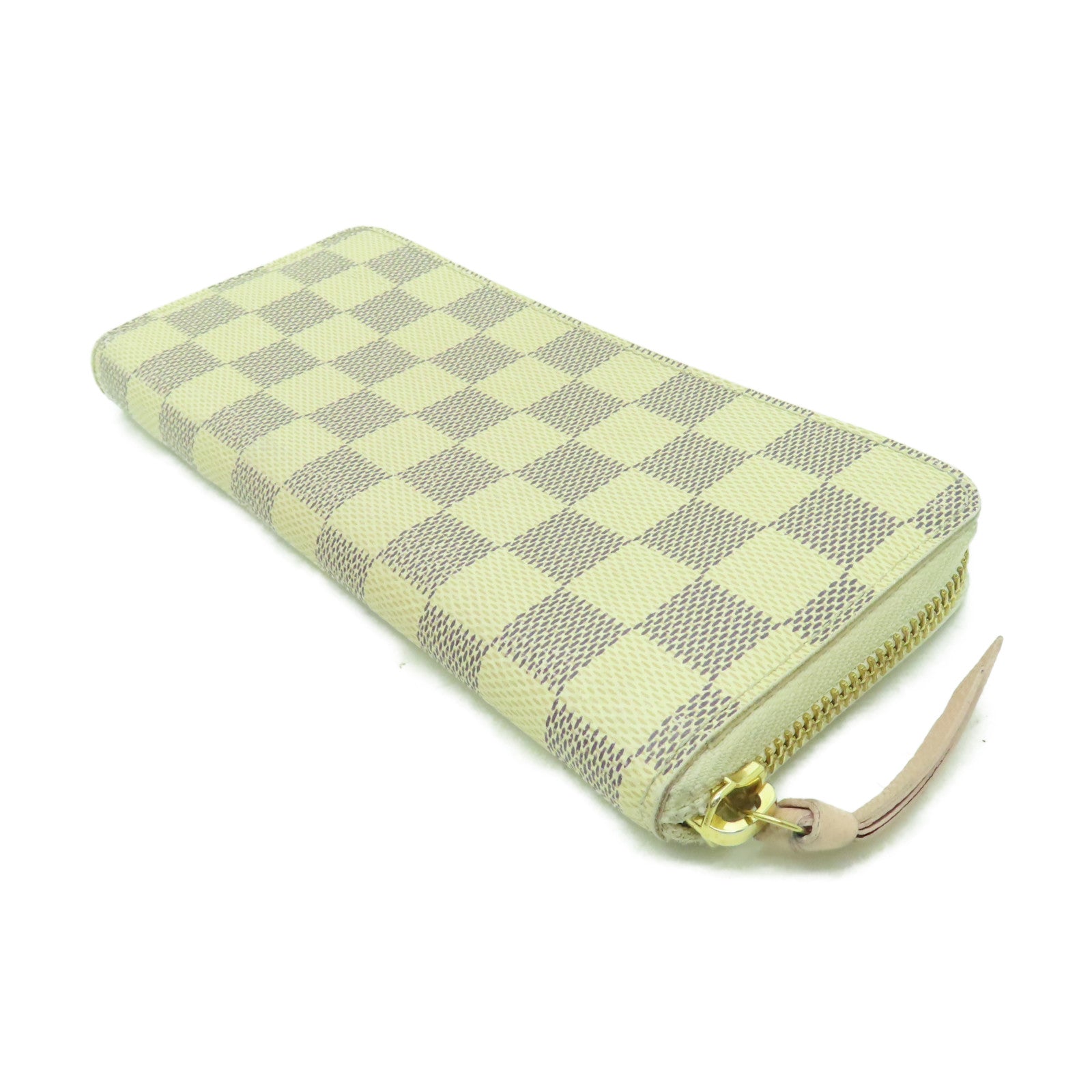 LOUIS VUITTON Damier Azur Clemence Wallet金扣長錢包白色