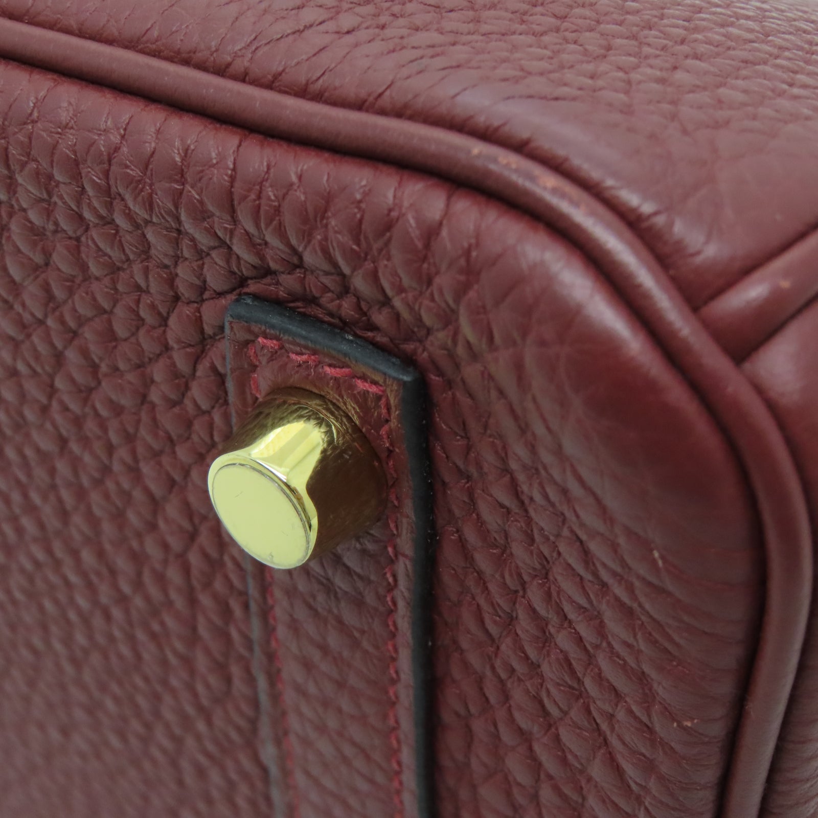HERMES Taurillon Clemence皮革Birkin 25金扣手挽袋爱马仕红色